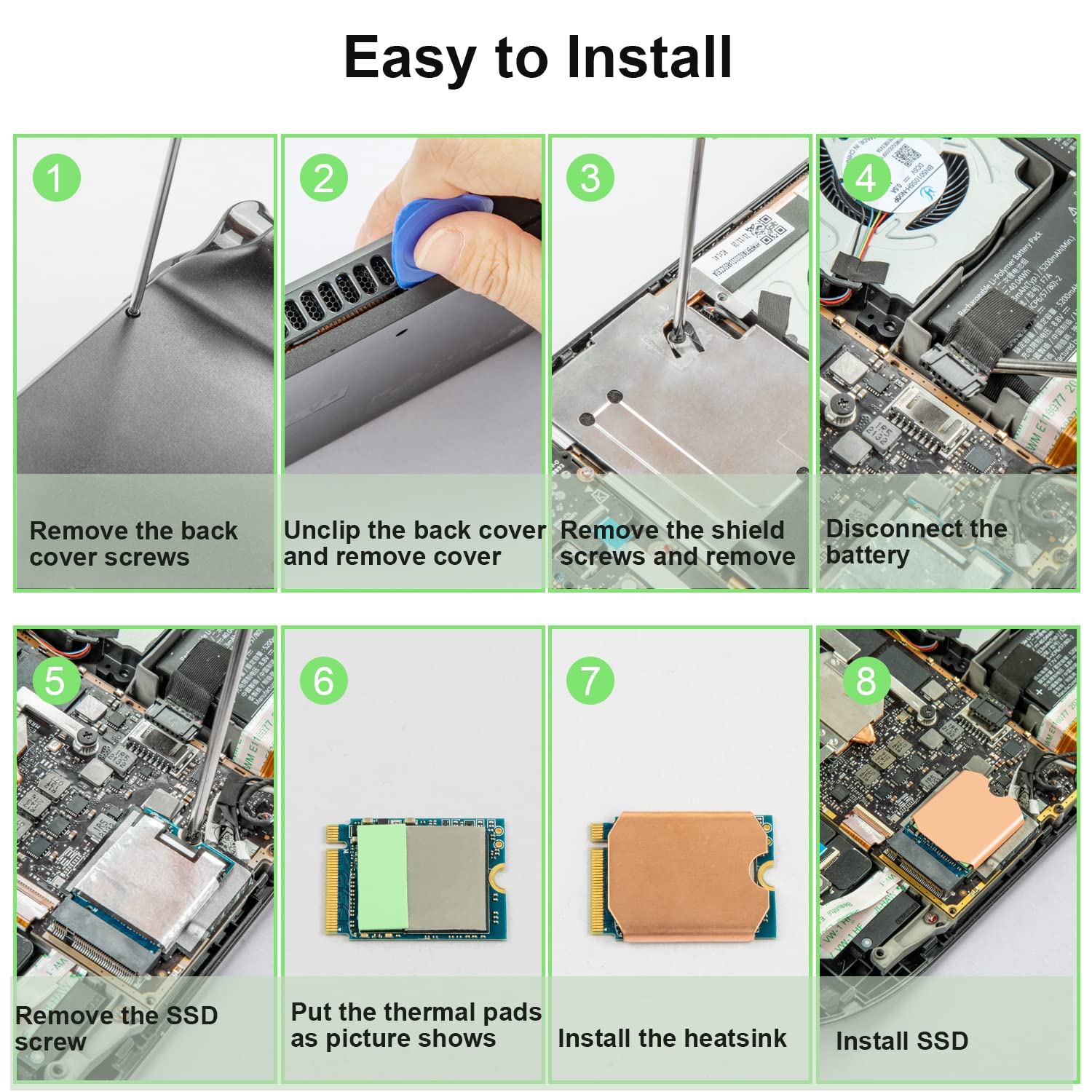 Steam Deck Ssd Heatsink Thermal Pad: M.2 2230 Nvme Ssd Copper Heat Sink Cooling Thermal Pastes Back Cover Opening Tools Back Scr