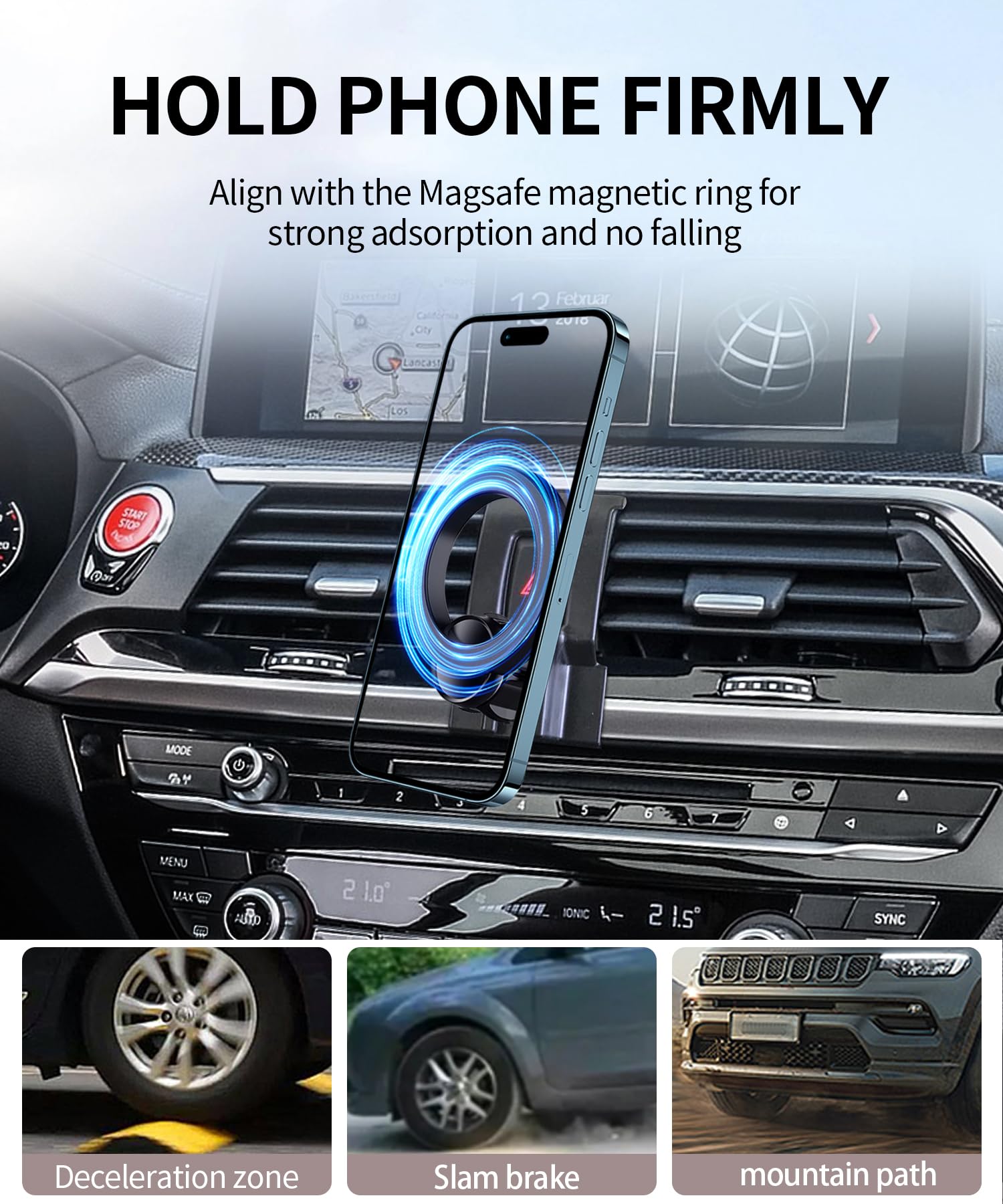 Maserweller Car Phone Holder For Bmw X3 2018-2021 Bmw X4 2019-2021 Accessories, 360 Rotation Phone Mount Compatible With Magsafe