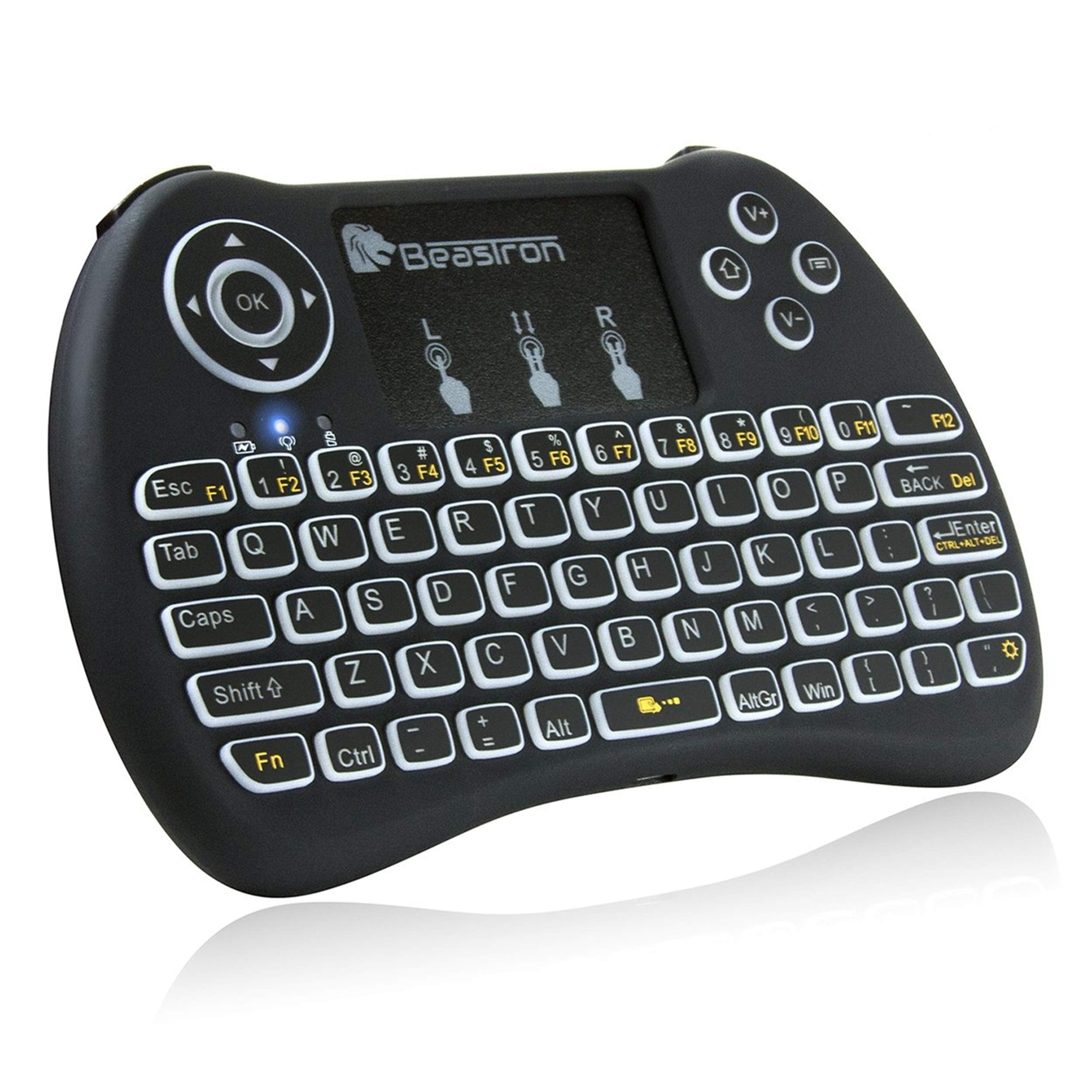 Beastron (Upgraded) 2.4G Mini Wireless Keyboard With Touchpad Mouse&Qwerty Keyboard, Backlit Portable Keyboard Wireless With Rem