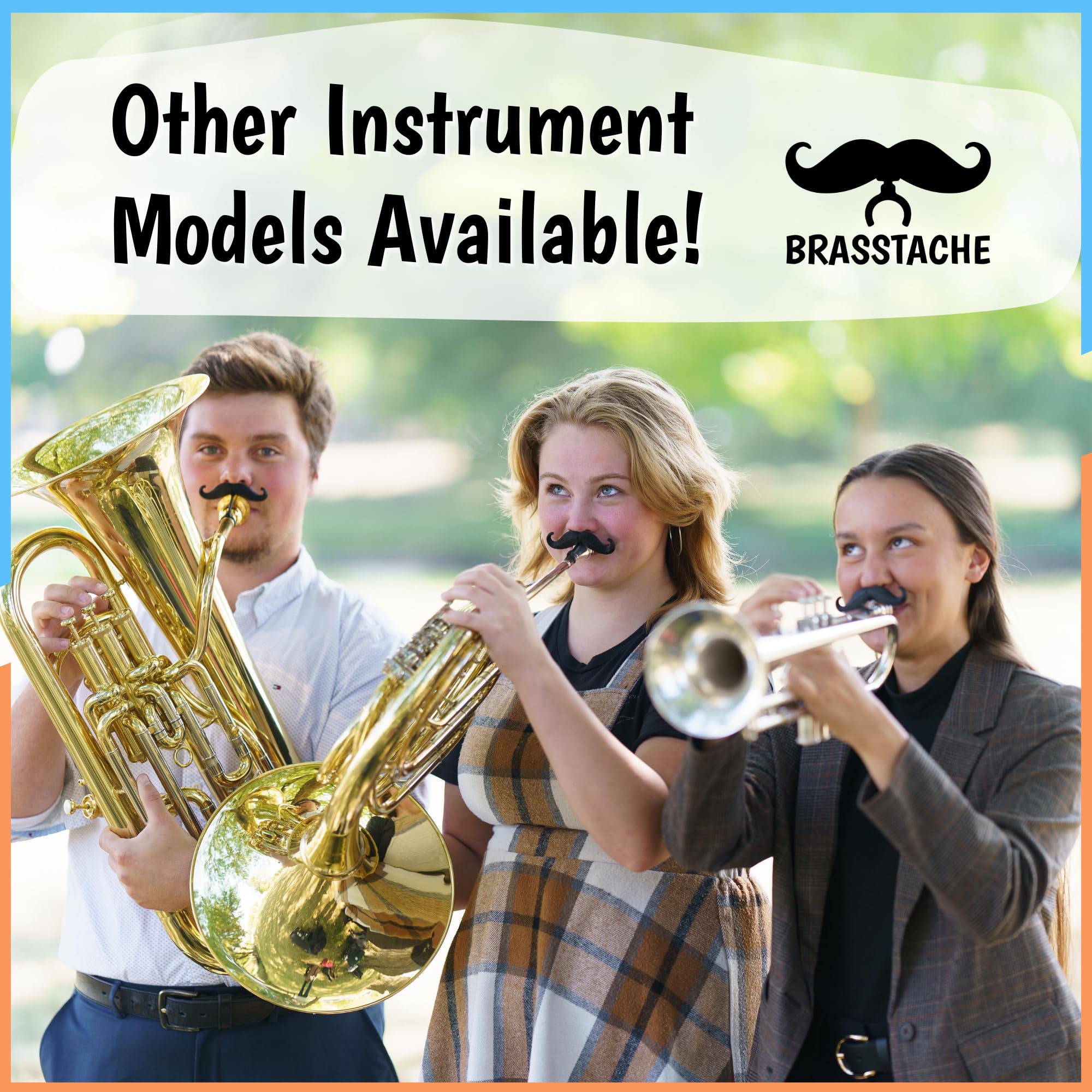 Brasstache Trombone-Stache Xl (2-Pack) - Clip-On Mustache For Small And Large Shank Trombone, Baritone, And Euphonium Mouthpiece