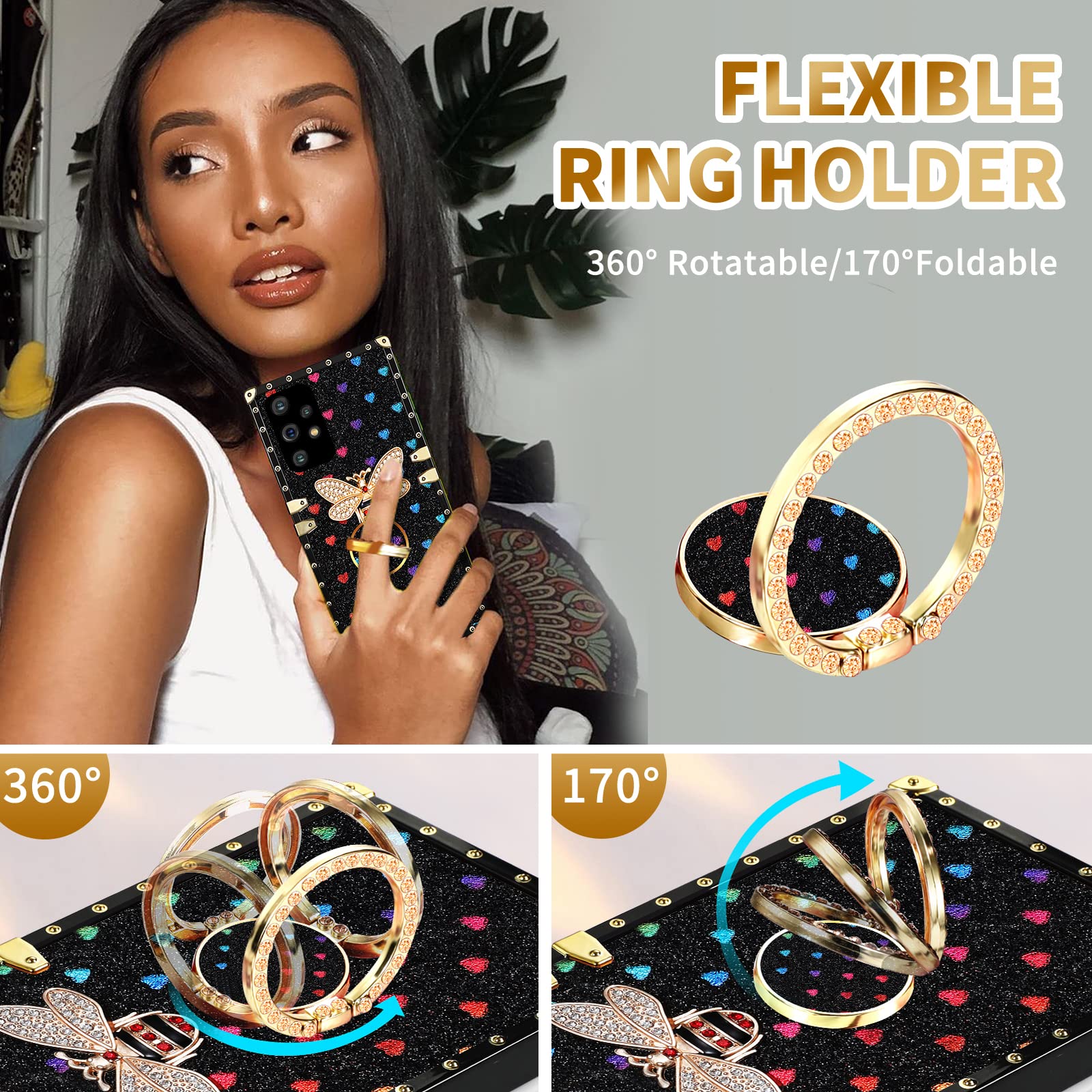 Loheckle For Samsung Galaxy A53 5G Case For Women, Designer Cases For Galaxy A53 5G Case With Ring Stand Holder And Lanyard, Sty