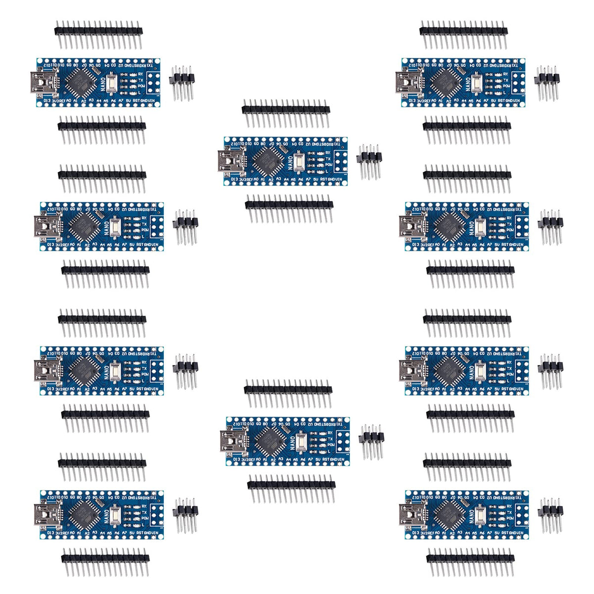 Aceirmc For Arduino Nano V3.0, Nano Board Ch340/Atmega328P Without Usb Cable, Compatible With Arduino Nano V3.0 (10 Pack)