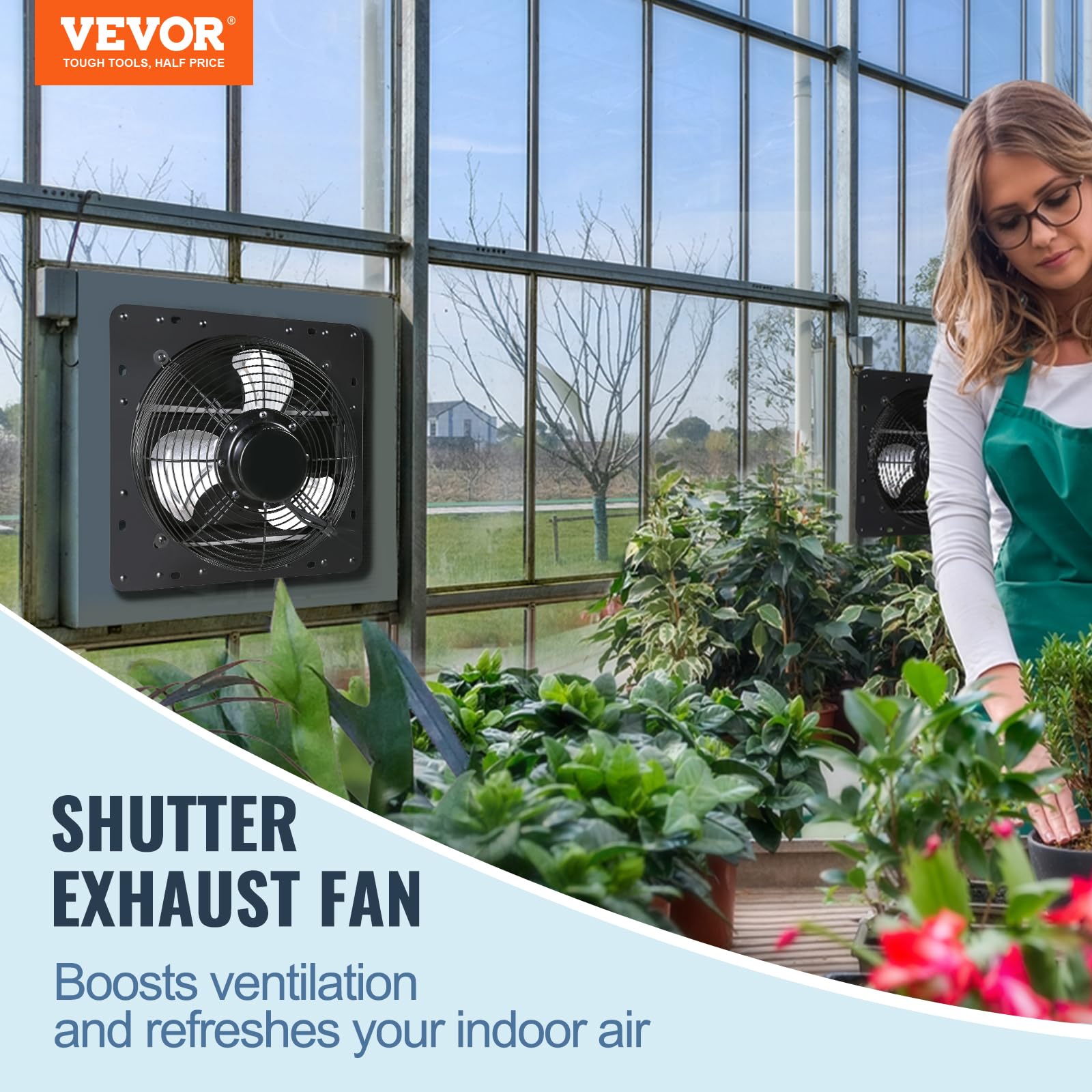 Vevor Shutter Exhaust Fan, 10'' Wall Mount Attic Fan With Temperature Humidity Controller, 820 Cfm, 10 Speed Adjustable, Ventila