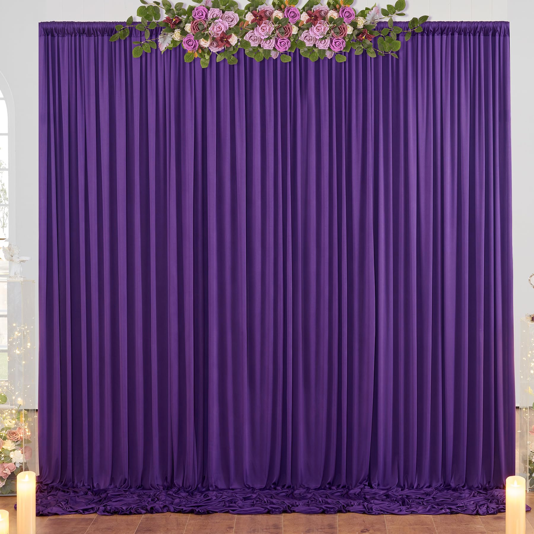 10X8 Ft Wrinkle Free Purple Backdrop Curtains For Parties, Tihck Fabric Backdrop Drapes For Mermaid Birthday Wedding Photography
