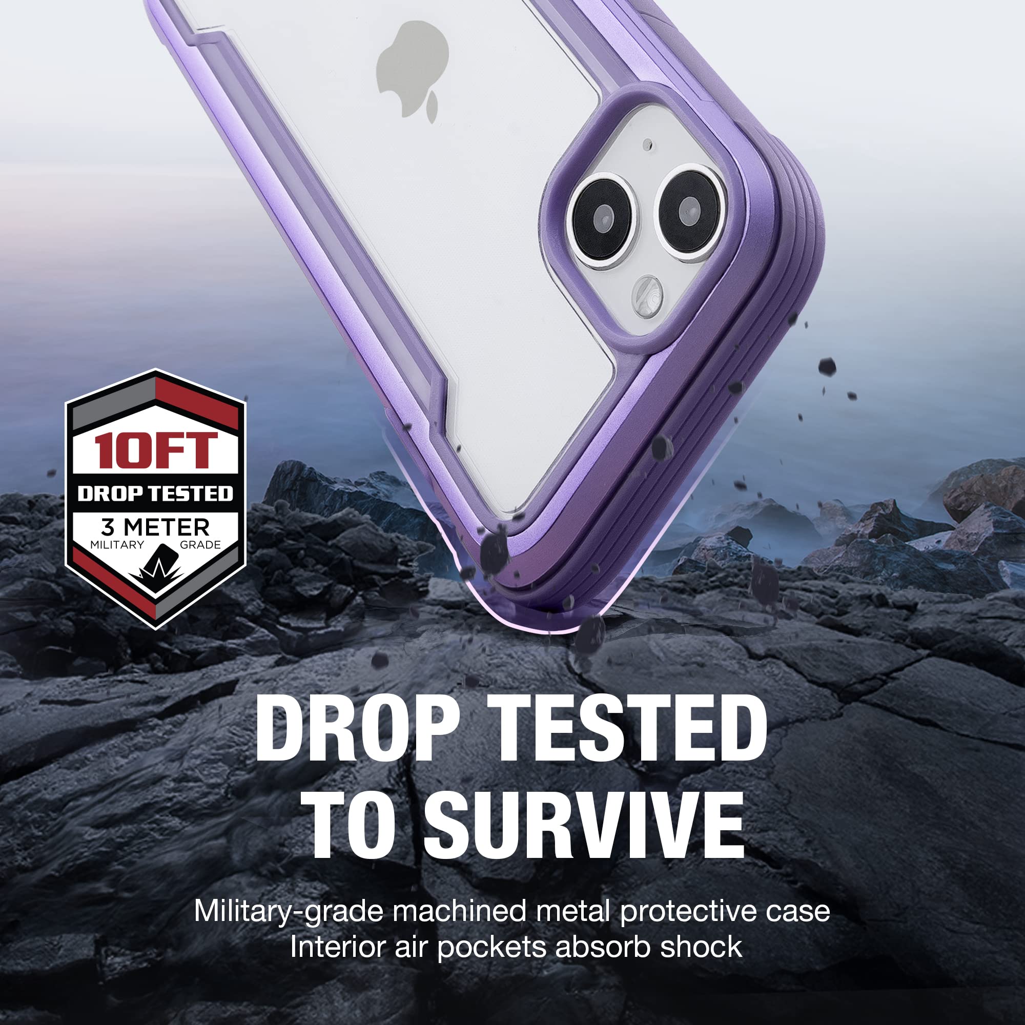 Raptic Shield For Iphone 13 Case For Iphone 14 Case, Shockproof Protective Clear Case, Military 10Ft Drop Tested, Durable Alumin