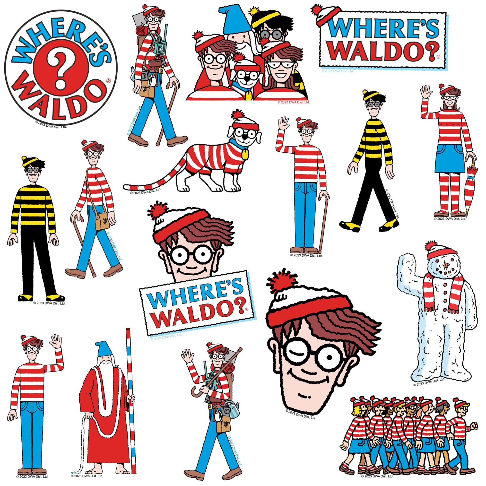 Where'S Waldo 50Ct Vinyl Large Deluxe Stickers Variety Pack   Laptop, Water Bottle, Scrapbooking, Tablet, Skateboard, Indoor/Out