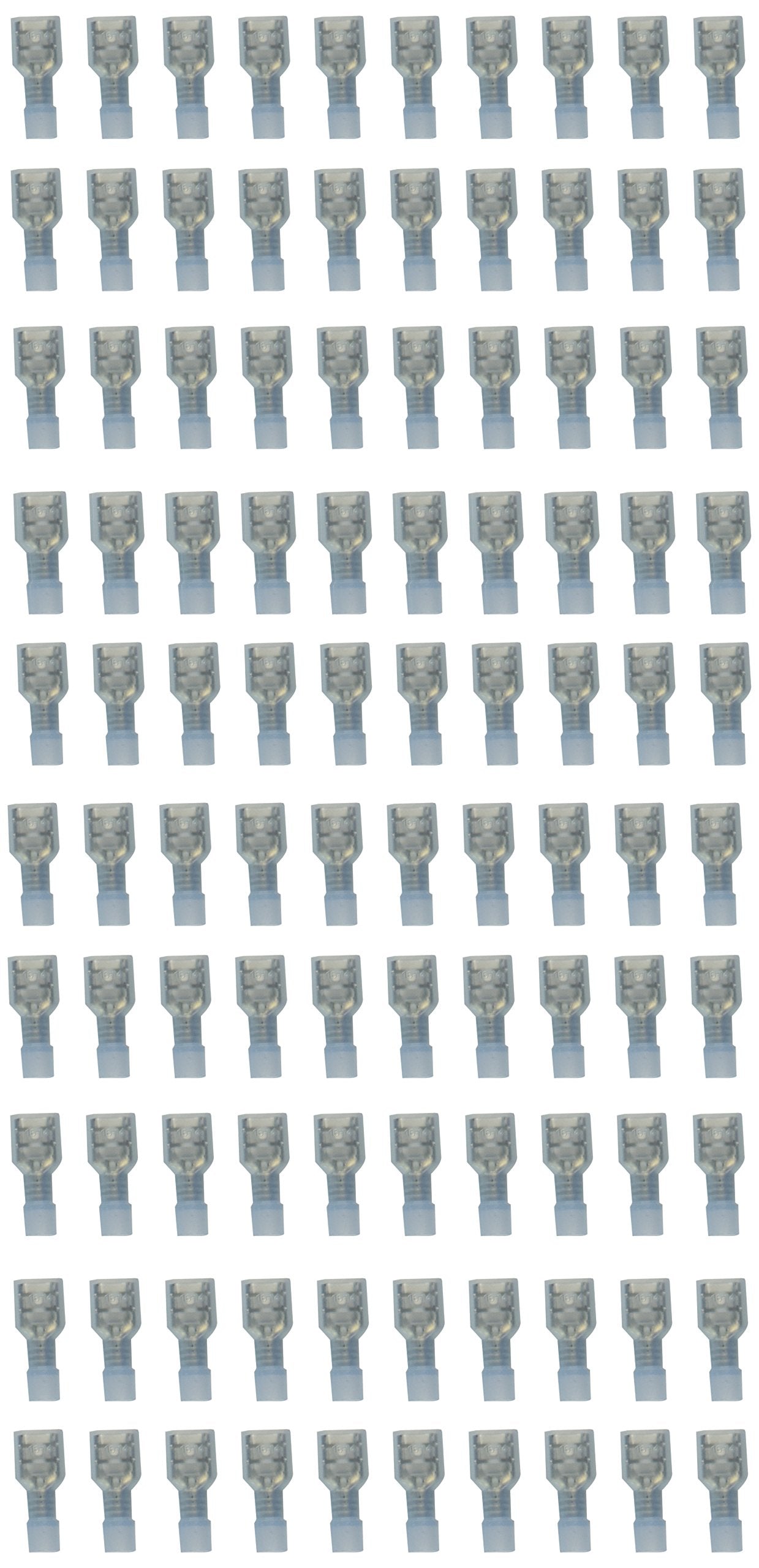 American Terminal 80250 Nylon .25'' Fully Insulated Quick Disconnect Terminals, 100 Pack (16 14 Gauge, Female)