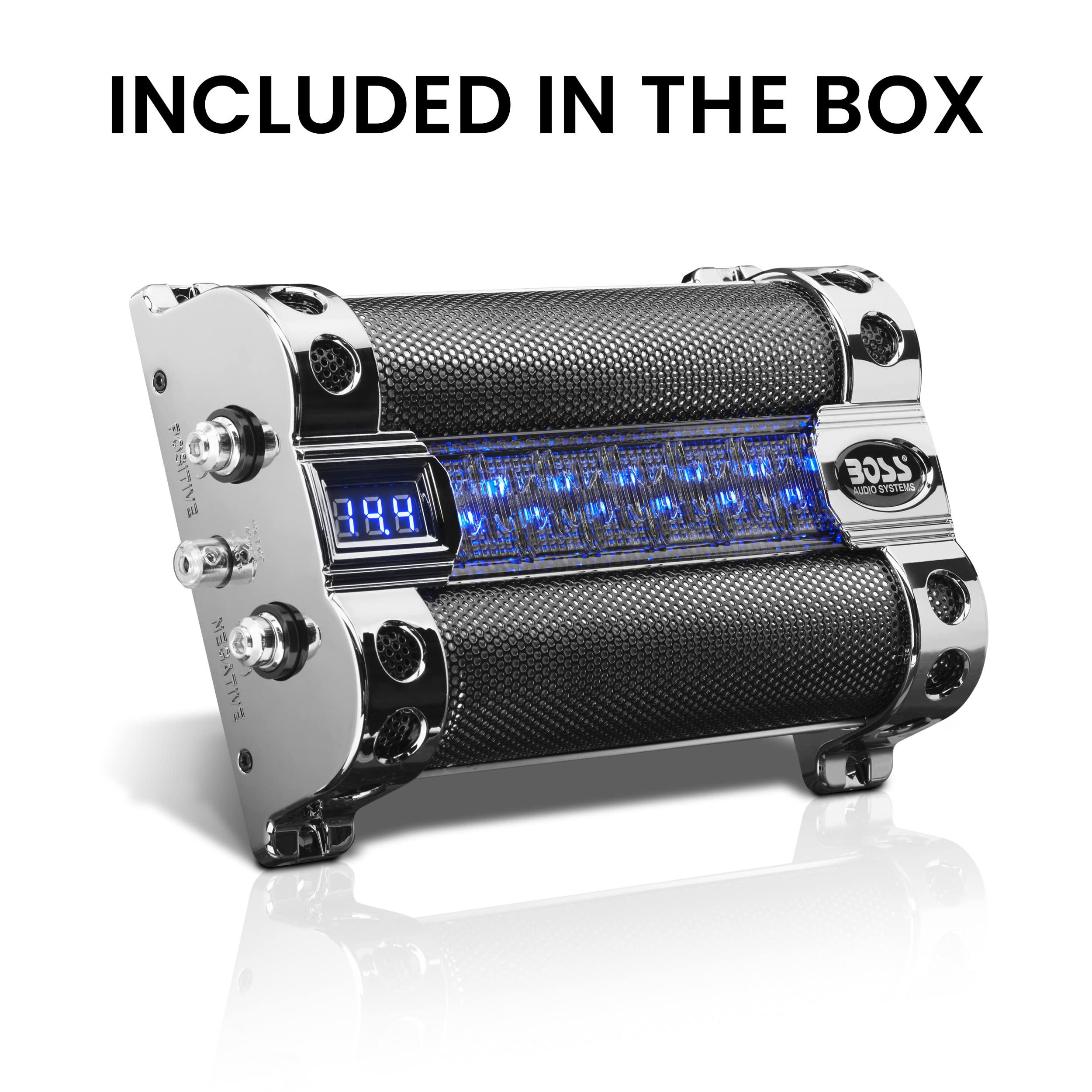 Boss Audio Systems Cap8 Car Capacitor   8 Farad, Energy Storage, Enhanced Bass From Stereo, Warning Reverse Polarity Tone, Volta