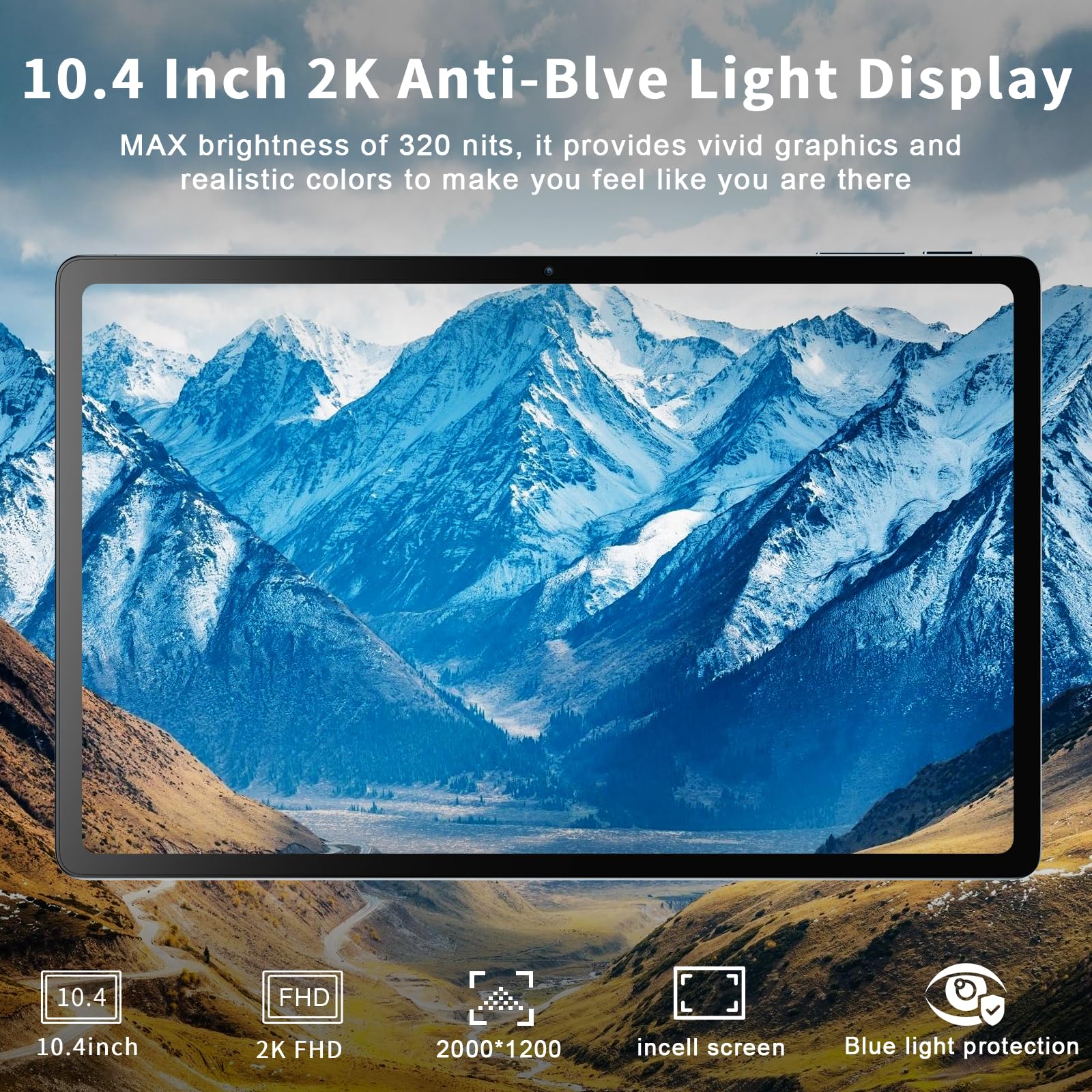 Semeakoko 2024 Android Tablet 10.4 Inch Android 13 Tablets With 12Gb+128Gb,Tf 1Tb,Octa Core,10000Mah+18W Pd Fast Charger,Quad Sp