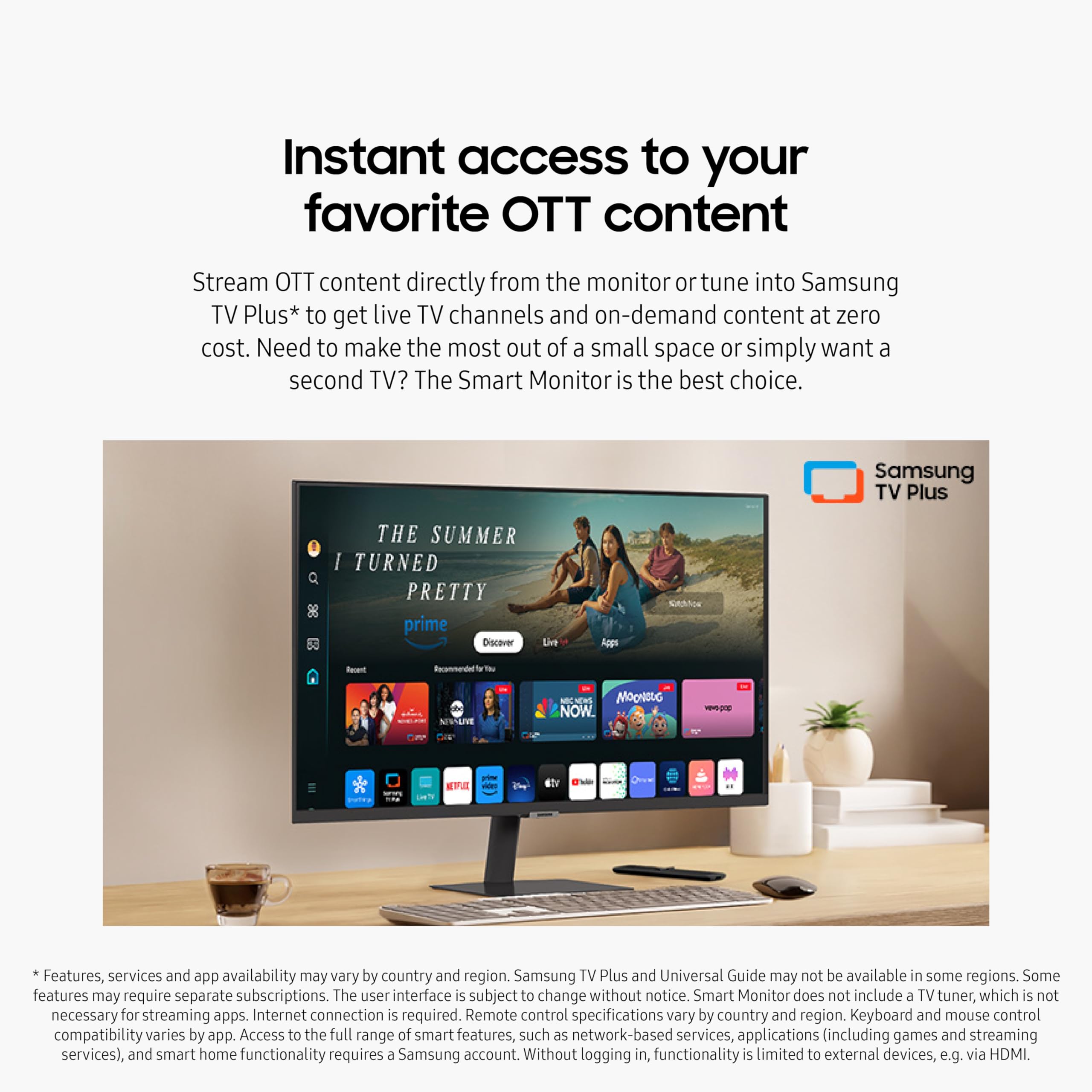 Samsung 27 Inch M5 (M50D) Series Fhd Smart Monitor With Streaming Tv, Speakers, Hdr10, Gaming Hub, Multiple Ports, Workout Track