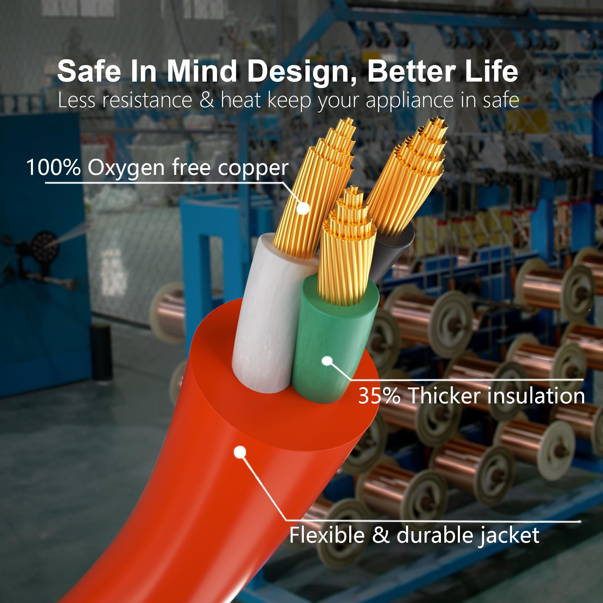 Huanchain 50 Ft 16/3 Gauge Outdoor Extension Cord Waterproof With Lighted, Flexible Cold Weather 3 Prong Power Cord Outside, 13A