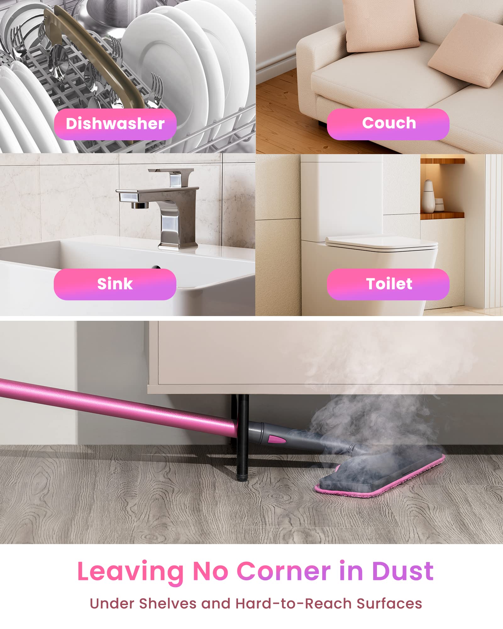 Schenley Steam Mop Cleaner With Detachable Handheld Steamer For Cleaning Hardwood/Laminate Floor, Tiles And Grout, With 7 In 1 M