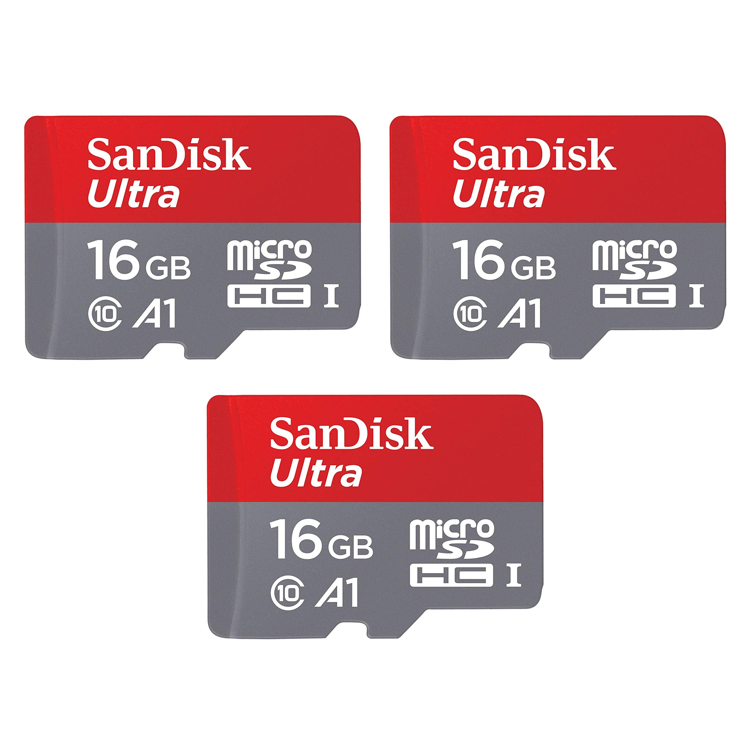 [Older Version] SanDisk 16GB 3-Pack Ultra microSDHC UHS-I Memory Card (3x16GB) - SDSQUAR-016G-GN6MM