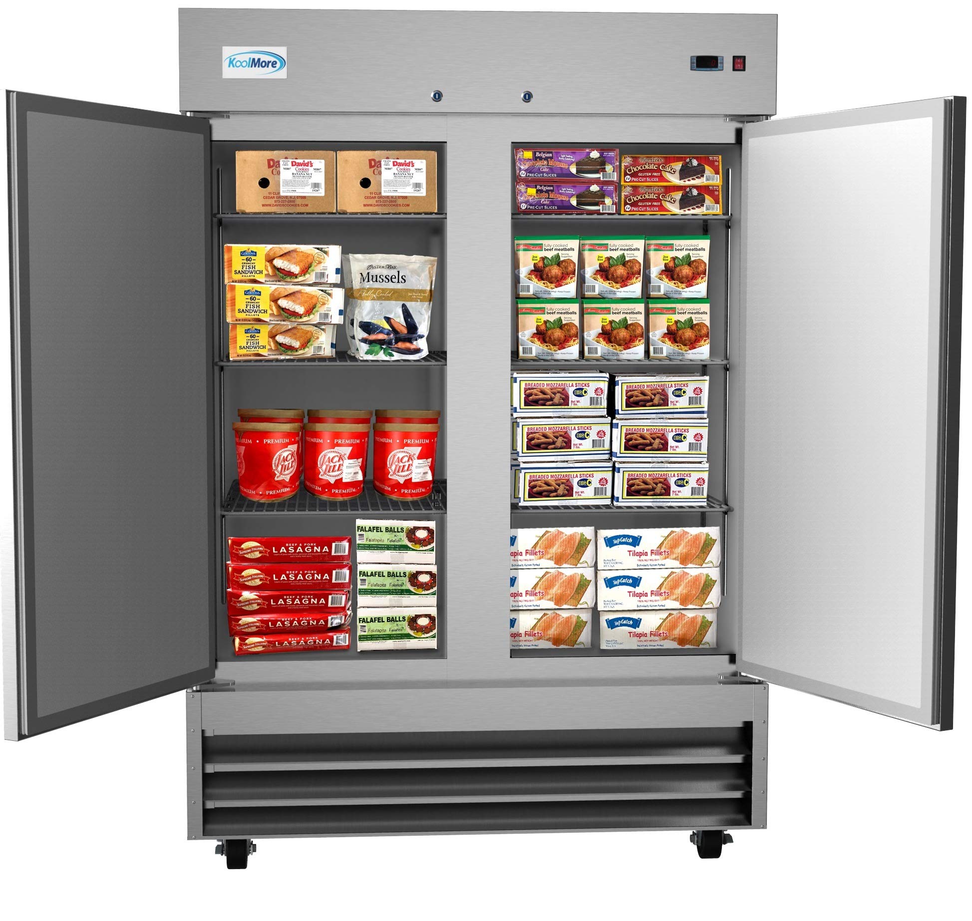 KoolMore - RIF-2D--SS 54 2 Door Stainless Steel Upright Commercial Reach-in Freezer - 47 cu. ft (RIF-2D-SS)