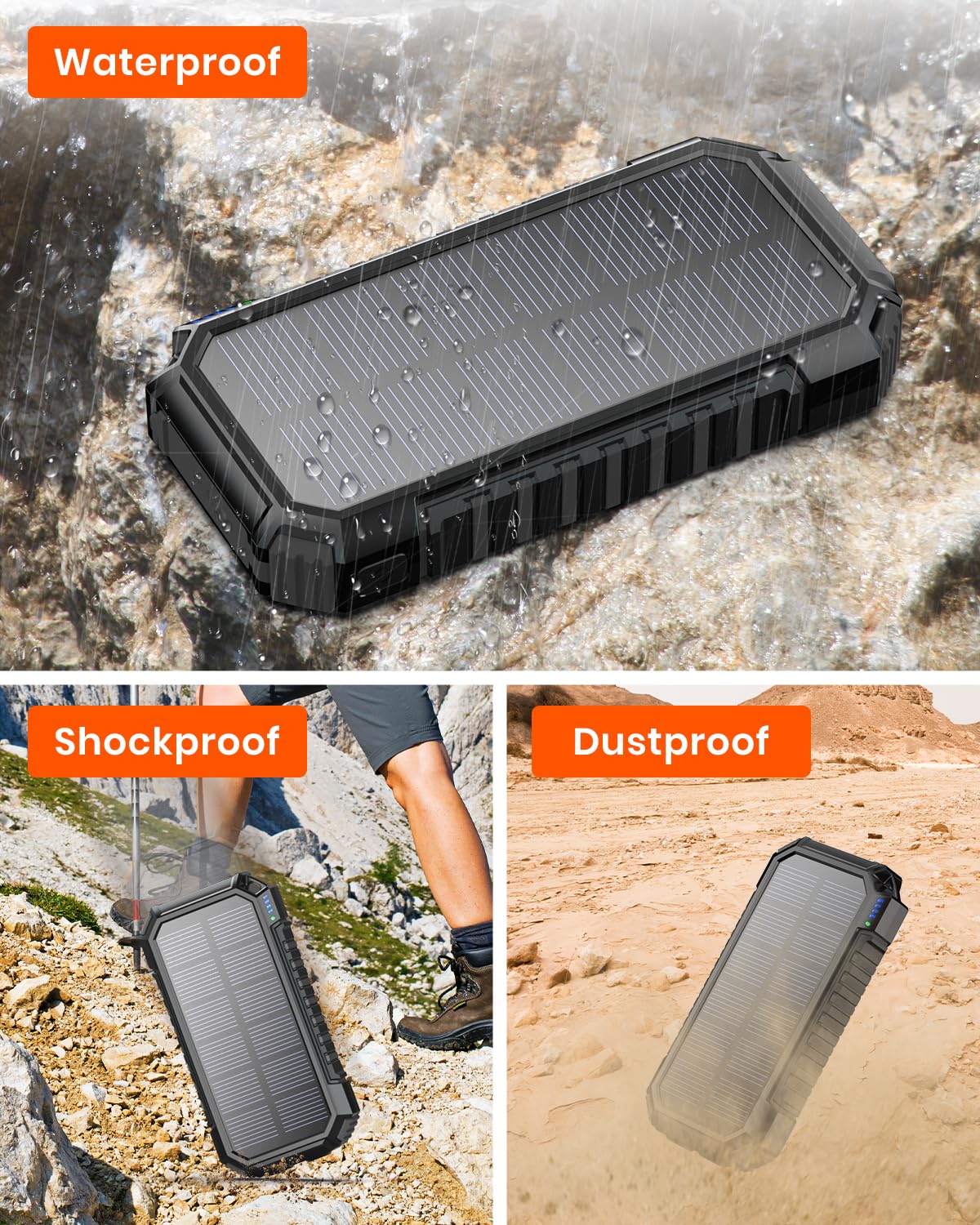 Riapow Solar Charger Power Bank - 26800Mah Wireless Portable Charger With Usb C - Pd Qc3.0 Fast Charging Battery Bank - External