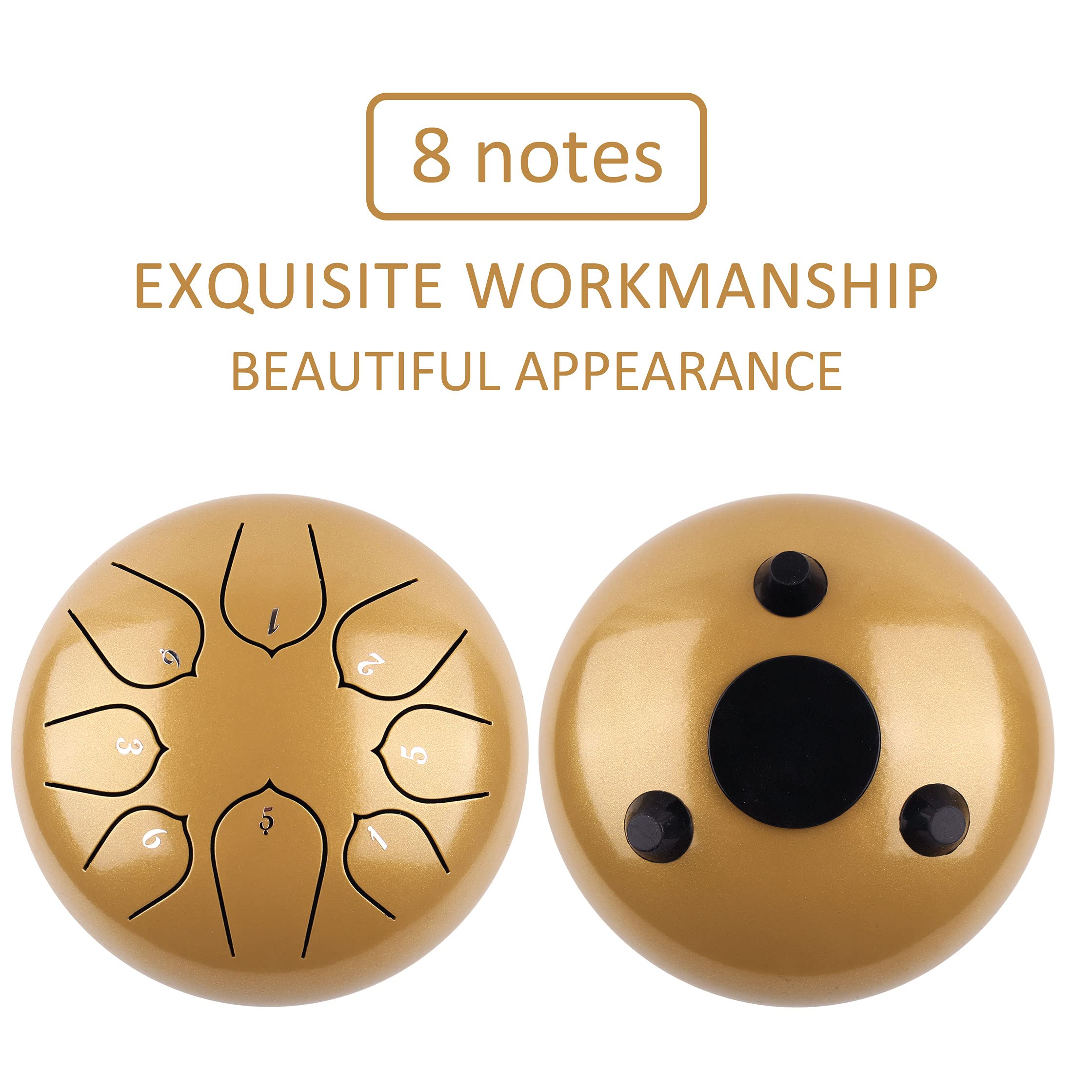 Lomuty Rain Drum For Outside Garden - Steel Tongue Drum 6 Inch 8 Notes Outdoor Meditation Instrument With Waterproof Bag, Mallet