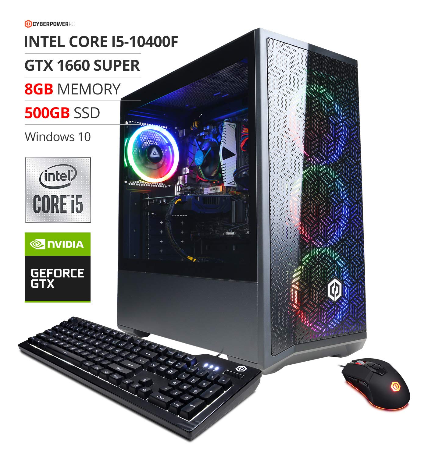 Cyberpowerpc Gamer Xtreme Vr Gaming Pc, Intel I5 10400F 2.9Ghz, Geforce Gtx 1660 Super 6Gb, 8Gb Ddr4, 500Gb Nvme Ssd, Wi Fi Read