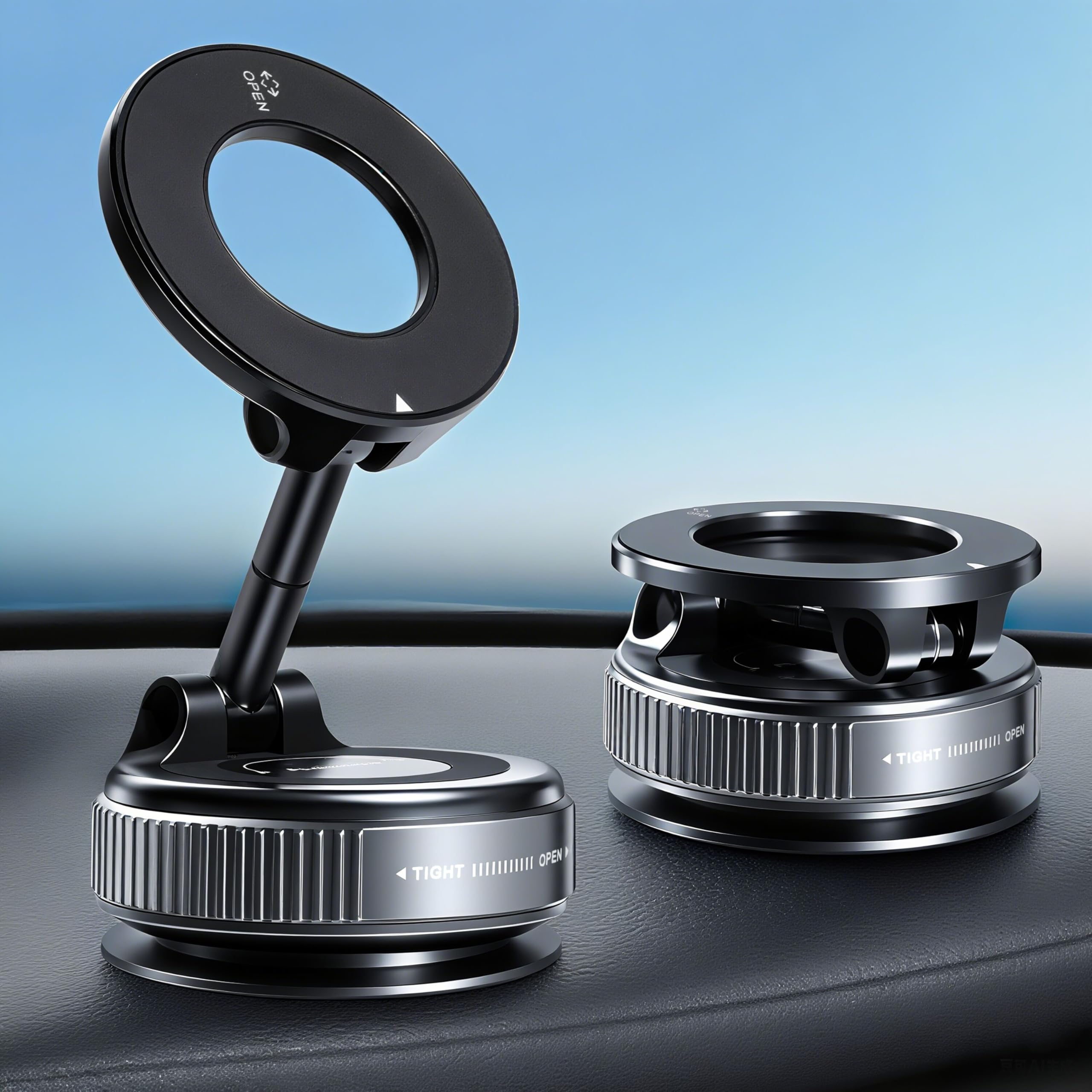 FLOBBER Vacuum Magnetic Phone Holder for Car 360 Adjustable Magsafe Car Mount - Compatible All Smart Device Phone Mount, Secure 