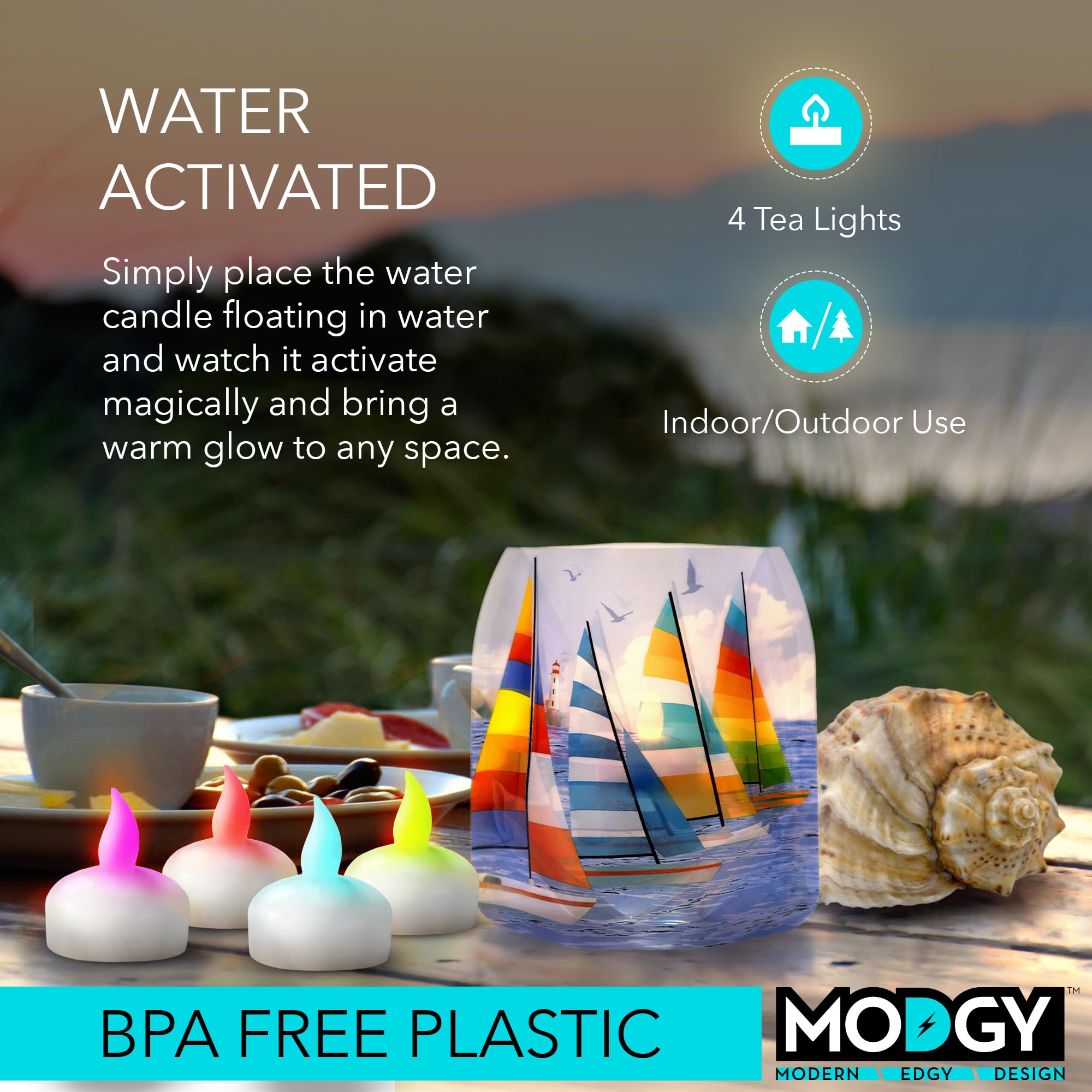 Modgy Led Floating Tealight Candles Flameless Battery Operated Flickering Light Candle, Color Changing, Water Activated, Multi C