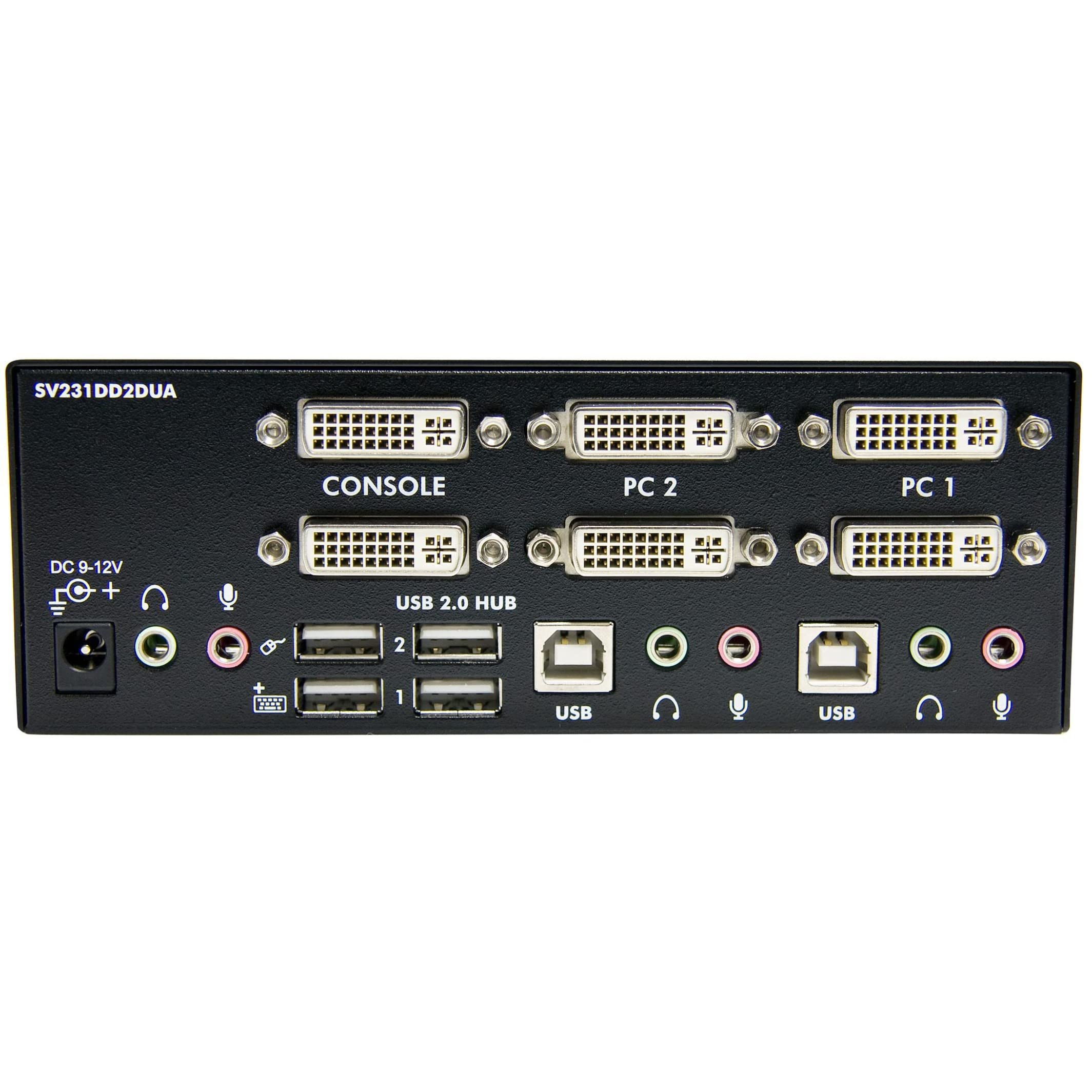 Startech.Com Dvi Kvm Switch With Audio & Usb 2.0 Hub     2 Port Usb Kvm Switch   1920 X 1200   Dual Monitor Kvm Switch (Sv231Dd2
