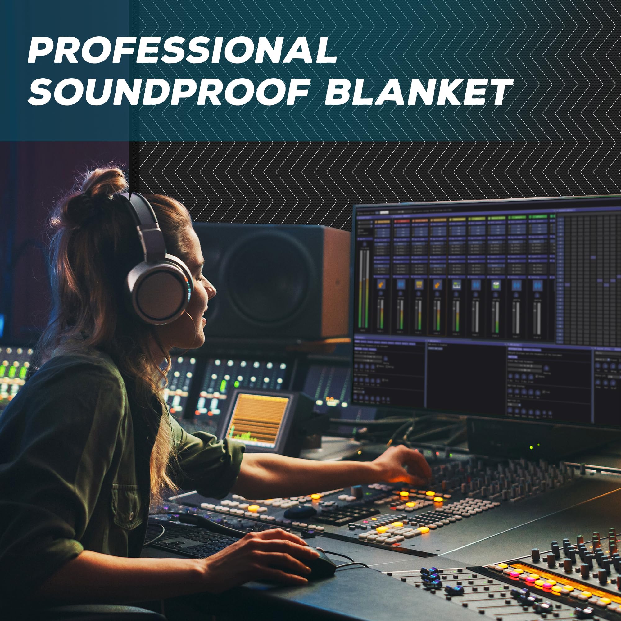 Suvony Large Sound Dampening Blanket,96 X 80 Sound Absorbing Studio Blanket,Noise Cancelling Studio Acoustic Blanket Curtain/Lig