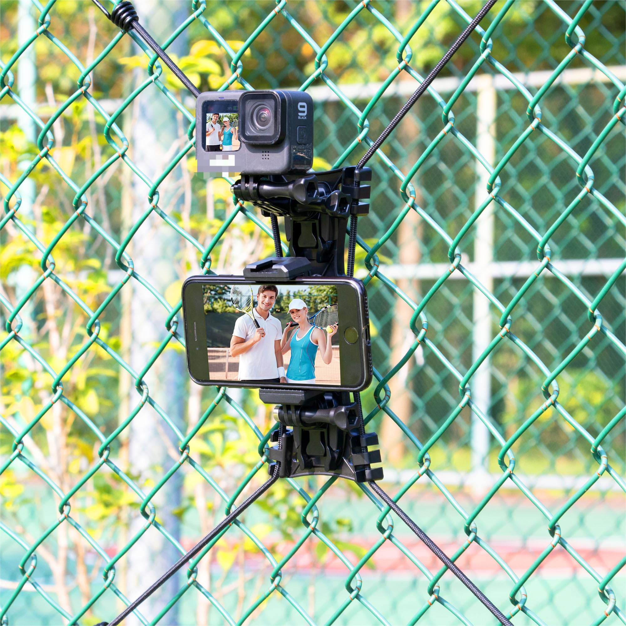 Upgraded Baseball Fence Mount With Battery Holder   Baseball Cell Phone Fence Mount For Iphone,Gopro,Mevo Start,Insta360,Osmo Pocket 3 For Softball,Tennis, Football,Supports Charging While Recording