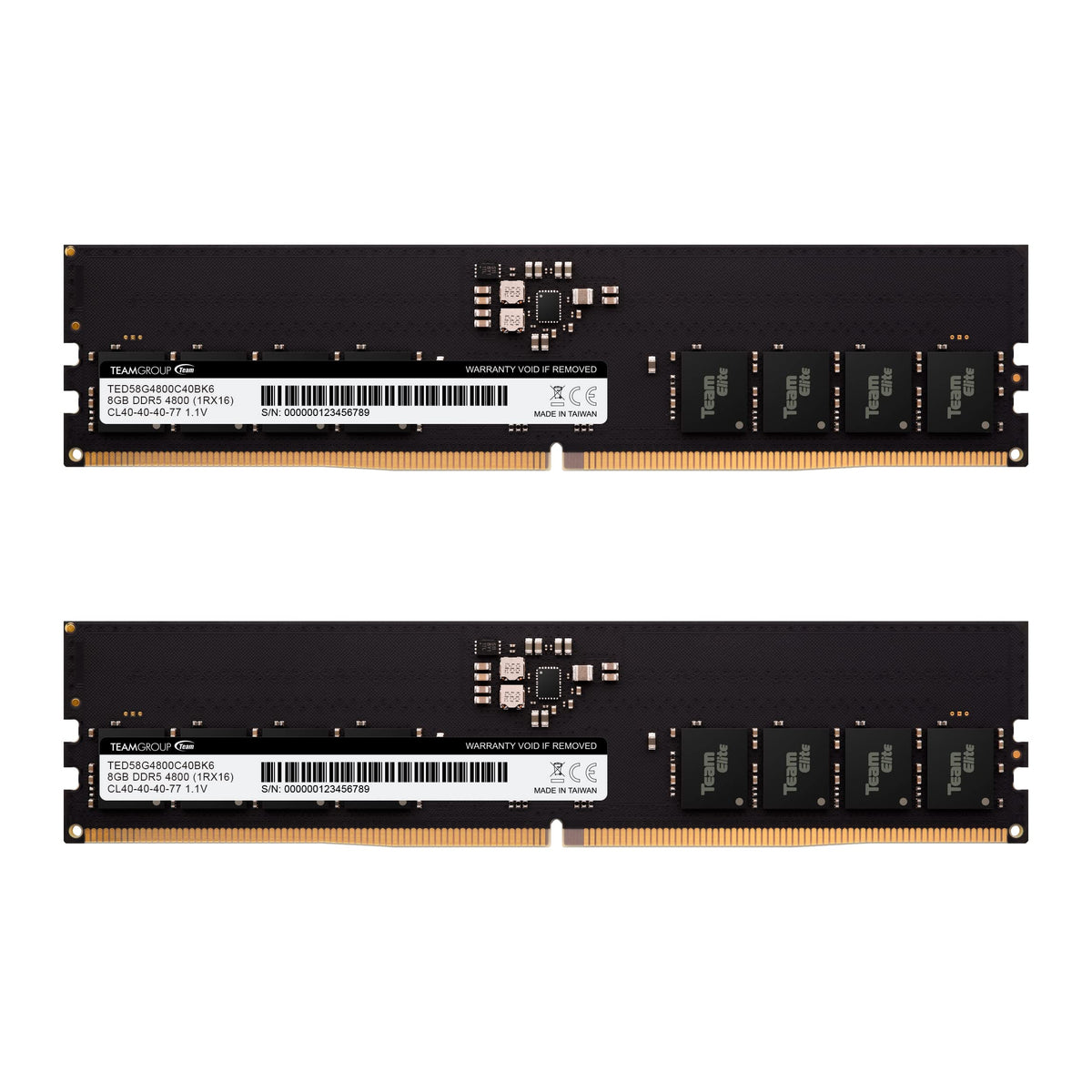 Teamgroup Elite Ddr5 16Gb Kit (2X8Gb) 4800Mhz (Pc5-38400) Cl40 Non-Ecc Unbuffered 1.1V Udimm 288 Pin Pc Computer Desktop Memory Module Ram Upgrade - Ted516G4800C40Dc01