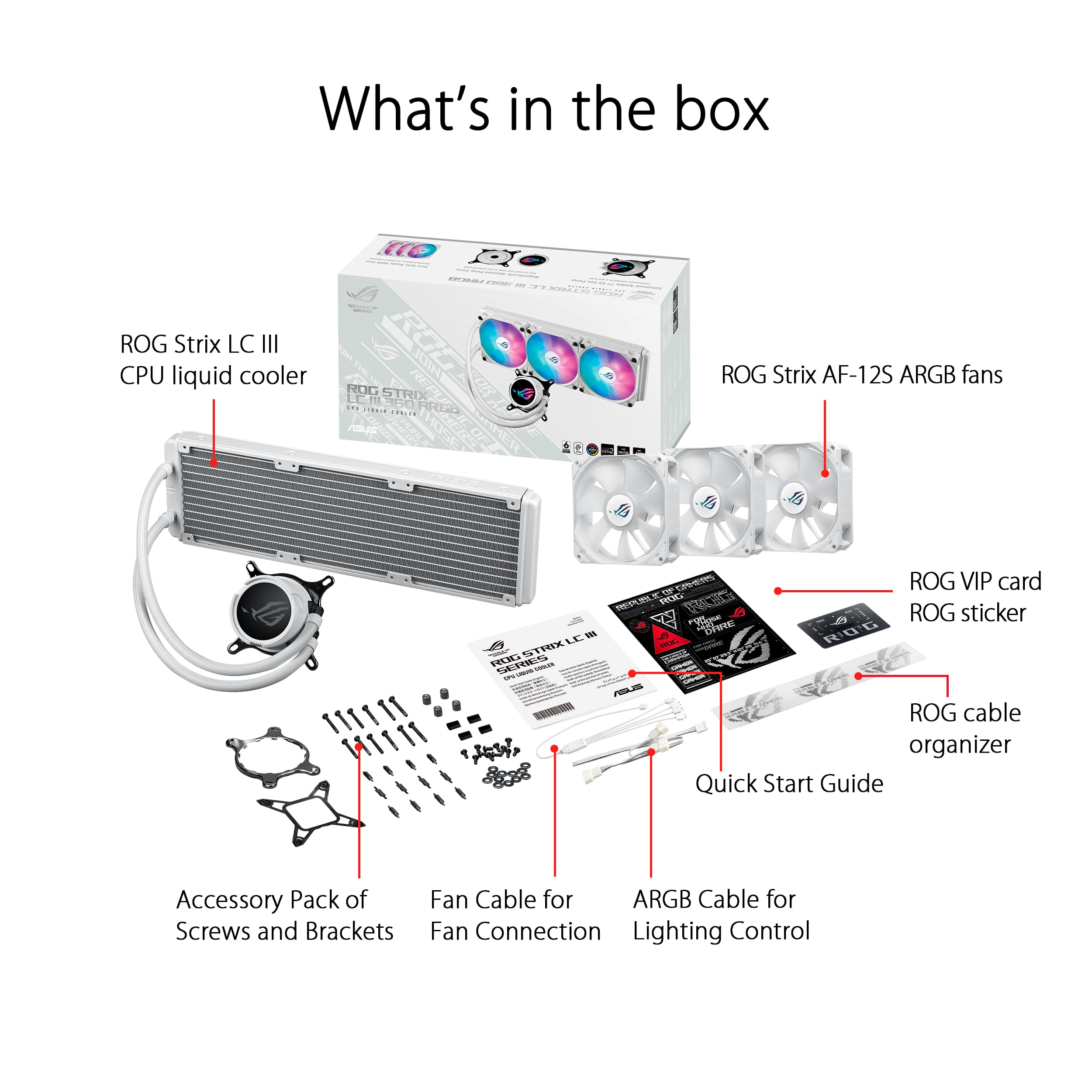 Asus Rog Strix Lc Iii 360 Argb White Edition All In One Cpu Liquid Cooler With 360 Rotatable Water Block, Aseteks New Gen7 V2 Pu