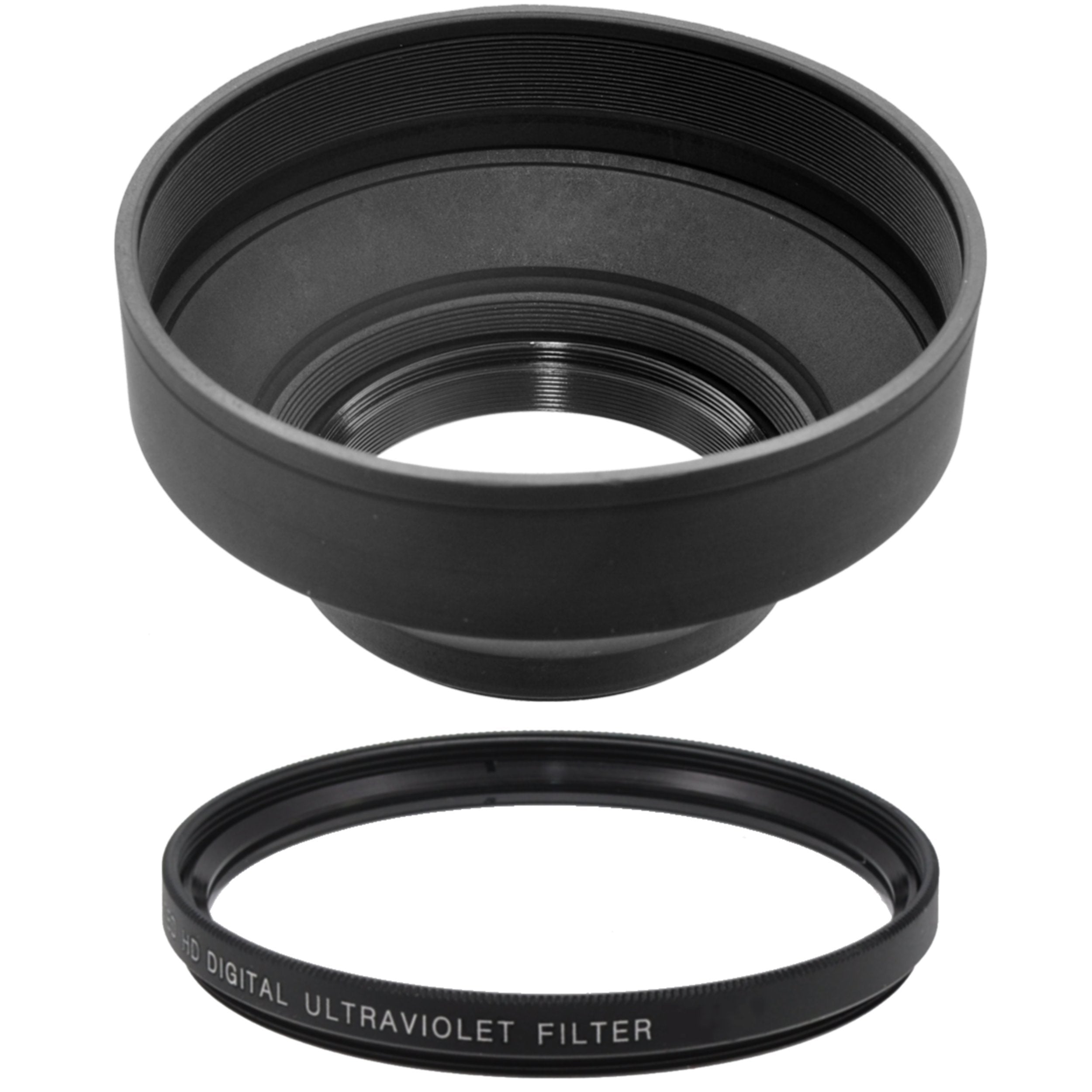 52Mm Uv Filter + 52Mm Rubber Lens Hood For Nikon Af S Dx Nikkor 18 55Mm F/3.5 5.6G Ii, 52 Mm Ultraviolet Filter & 52 Mm Lens Hood