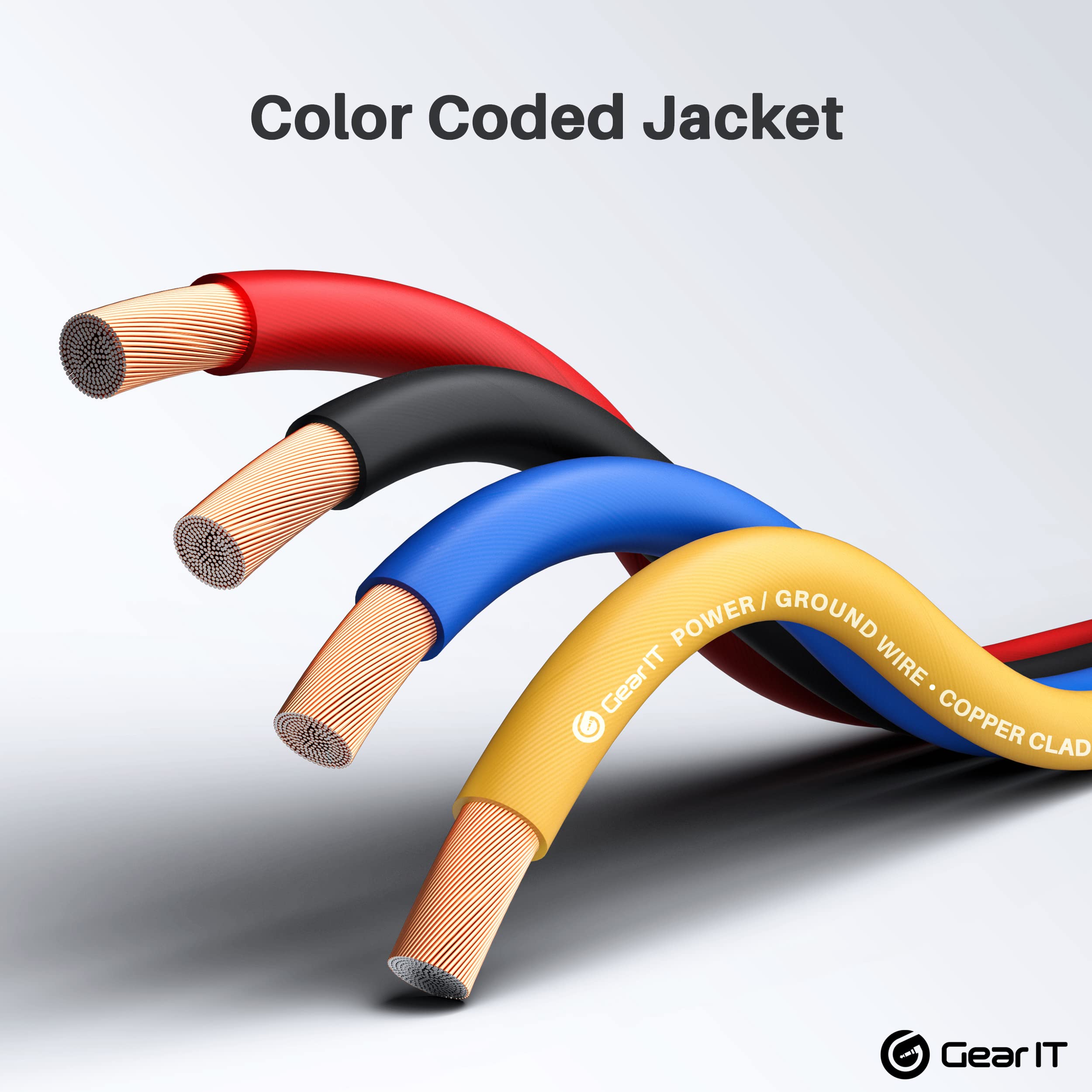 Gearit 10 Gauge Wire (50Ft Each  Black/Red/Blue/Yellow) Copper Clad Aluminum Cca   Primary Automotive Power/Ground Battery Cable