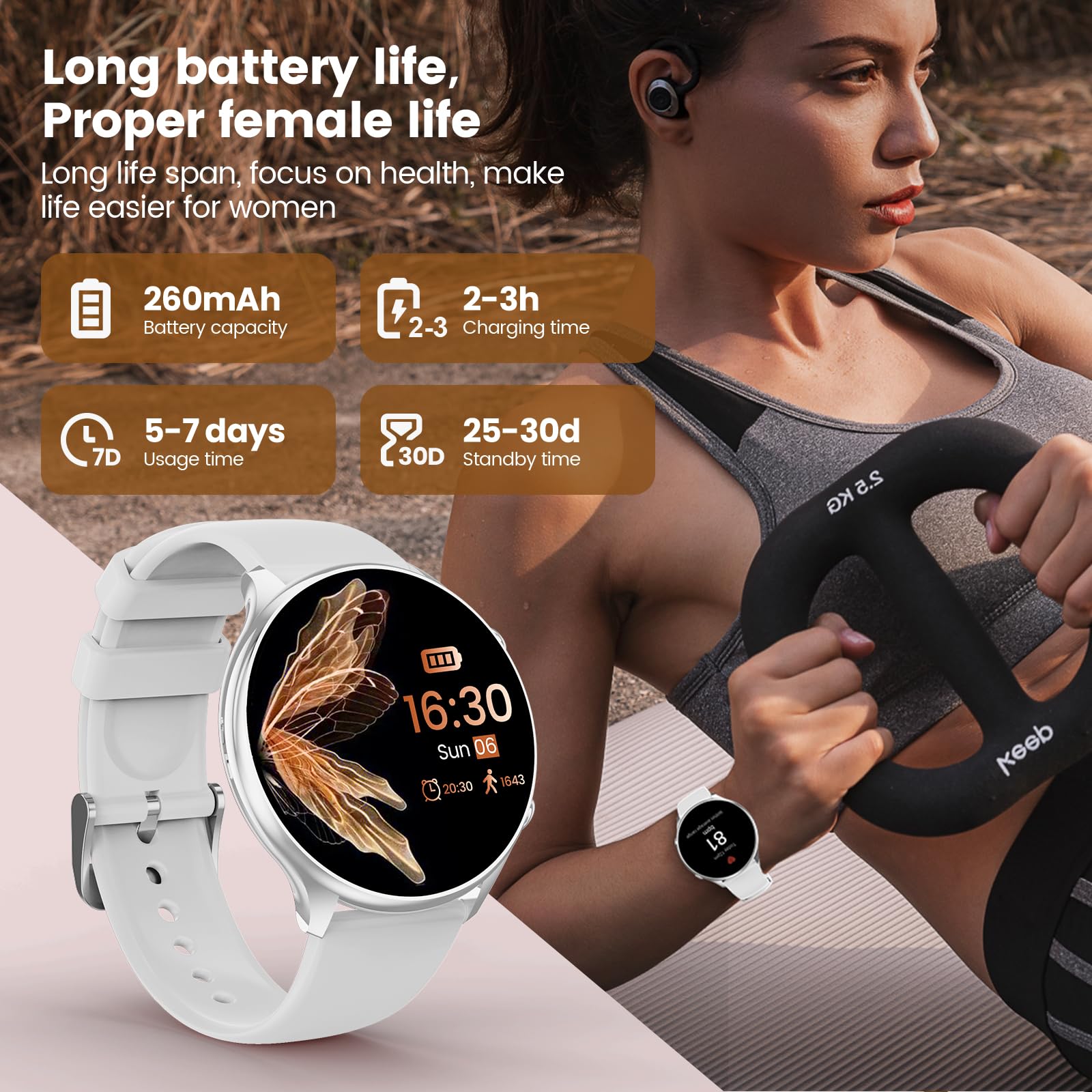 Sloksfil Watches For Women With Menstrual Cycle Tracker, 1.39?Hd Smart Watch, Heart Rate/Sleep Monitor, Ip67 Waterproof, Women?