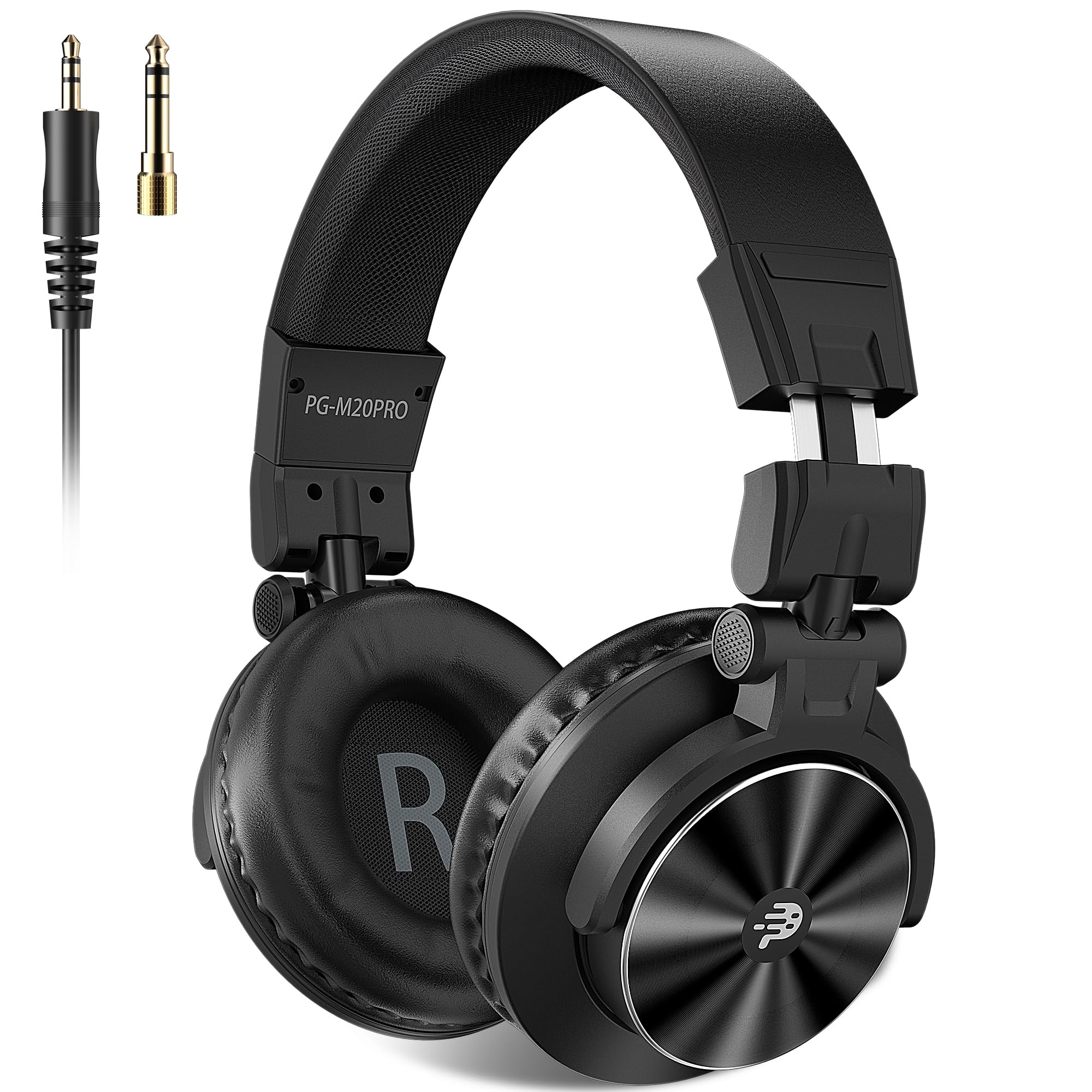 PUPGSIS Studio Headphones - DJ Headphones -Professional 40kHz Hi-Res Stereo - Wired Recording Headphone Audio Monitors-1/4 to 3.