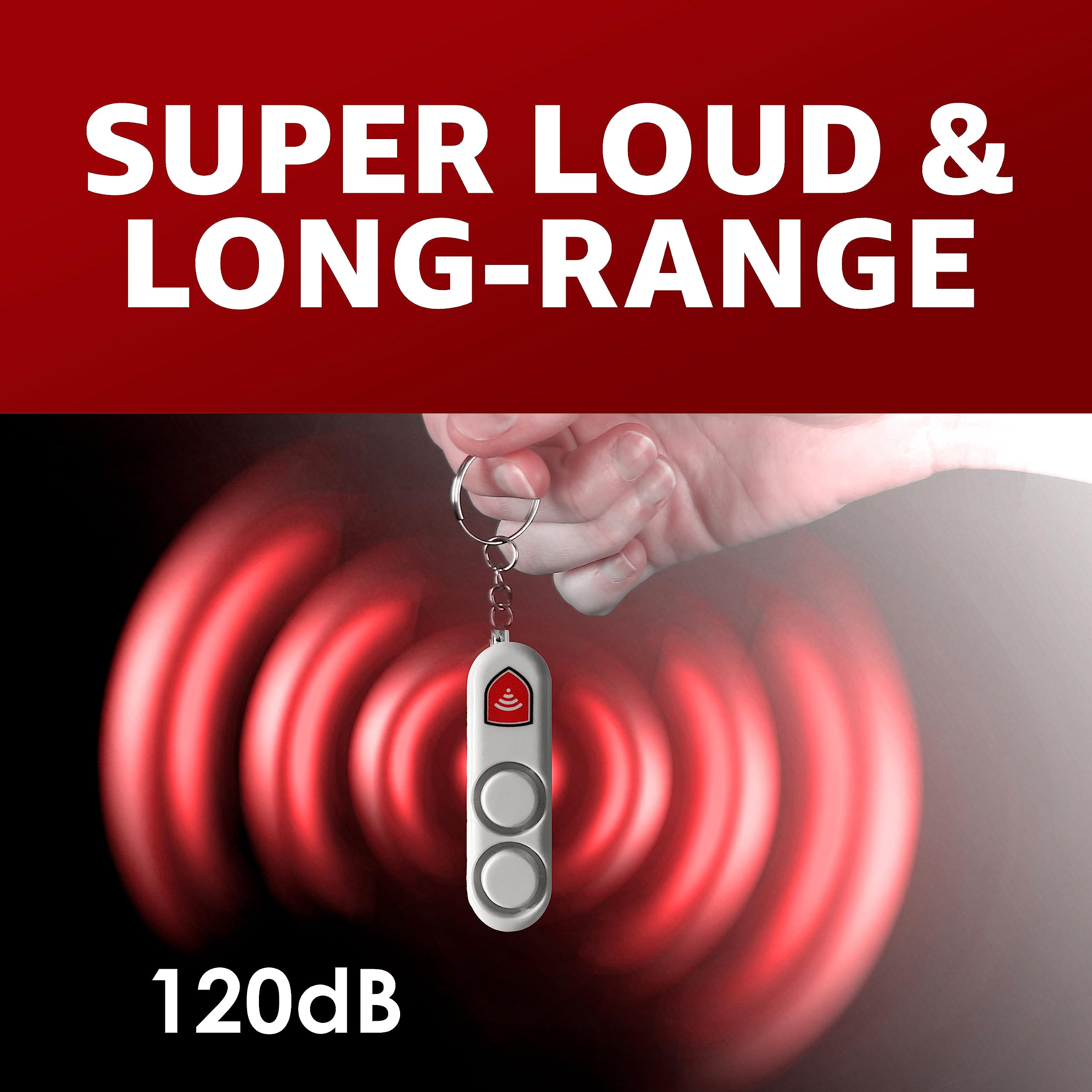 The Safealarm Personal Self Defense Safety Alarm Keychain |Loud 120Db Dual Alarm Siren Heard Up To 600 Ft/185 Meters Away | Emer