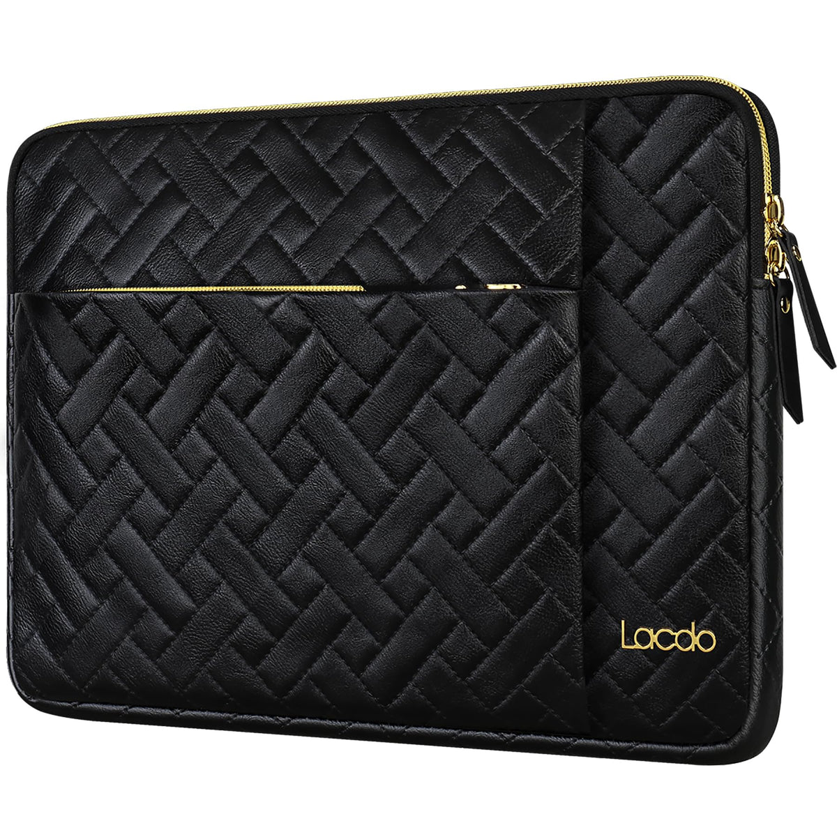 Lacdo Laptop Sleeve Case for 15 inch New MacBook Air M3 A3114 M2 A2941 2024-2023, 15 inch MacBook Pro A1990 A1707, Dell XPS 15 Plus Computer Bag with Accessory Pocket, Water-Resistant, Elegant Black