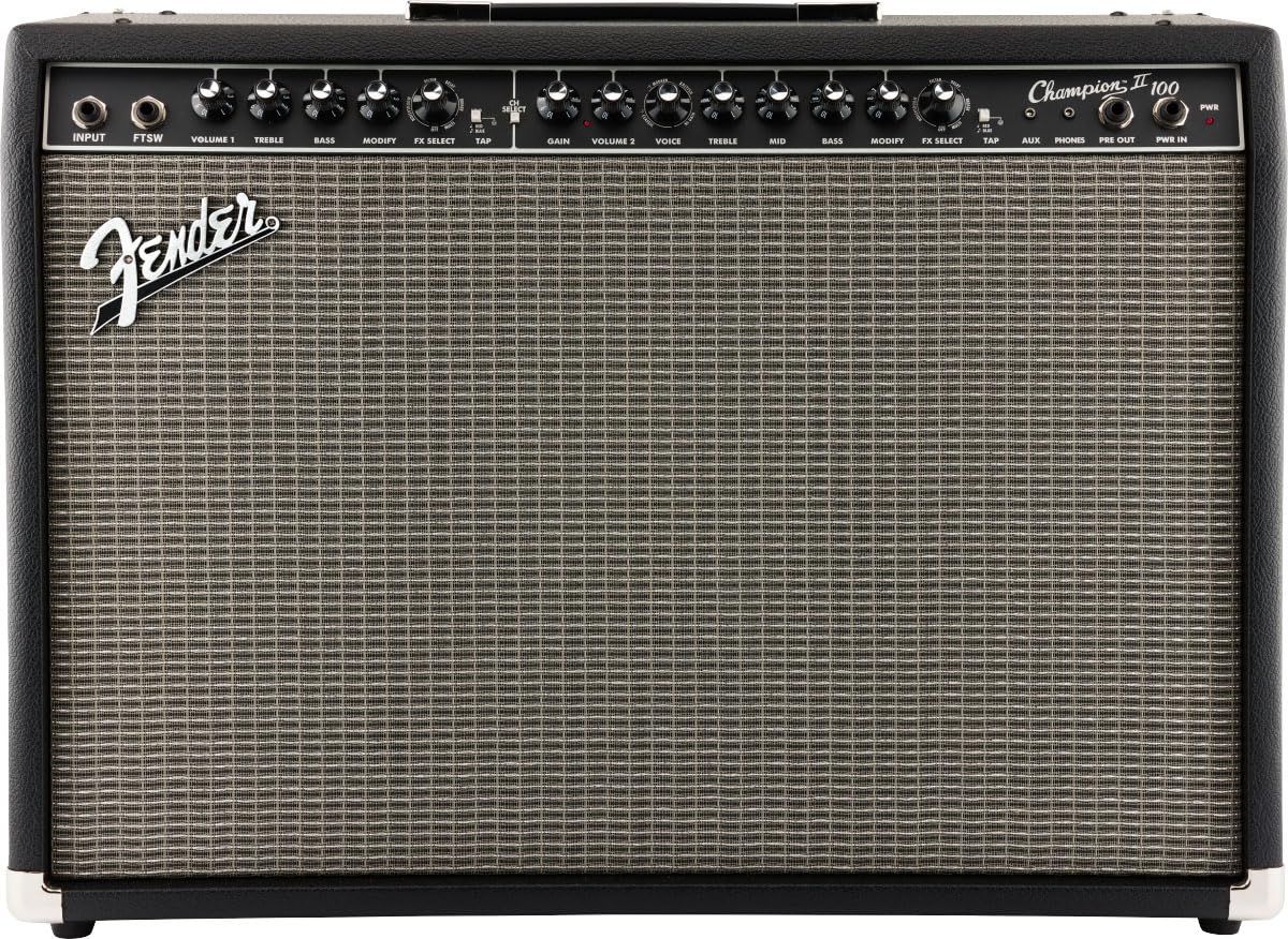 Fender Champion Ii 100-Watt Guitar Combo Amplifier Bundle With Cable, Picks, And Austin Bazaar Instructional Video