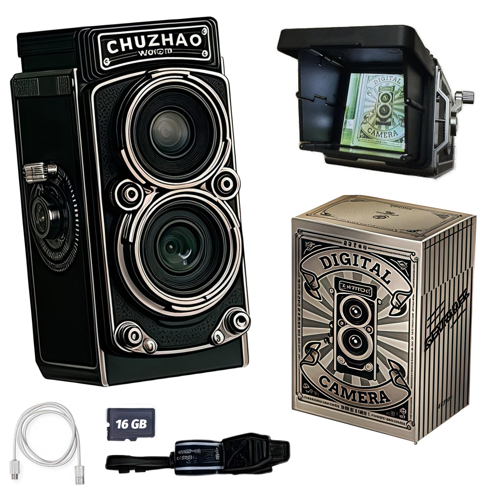 Digital Retro Mini Camera With 16Gb Card, 12Mp Autofocus, 1080P Fhd Small Video Recording Camera, Suitable For Beginners/Teens/A