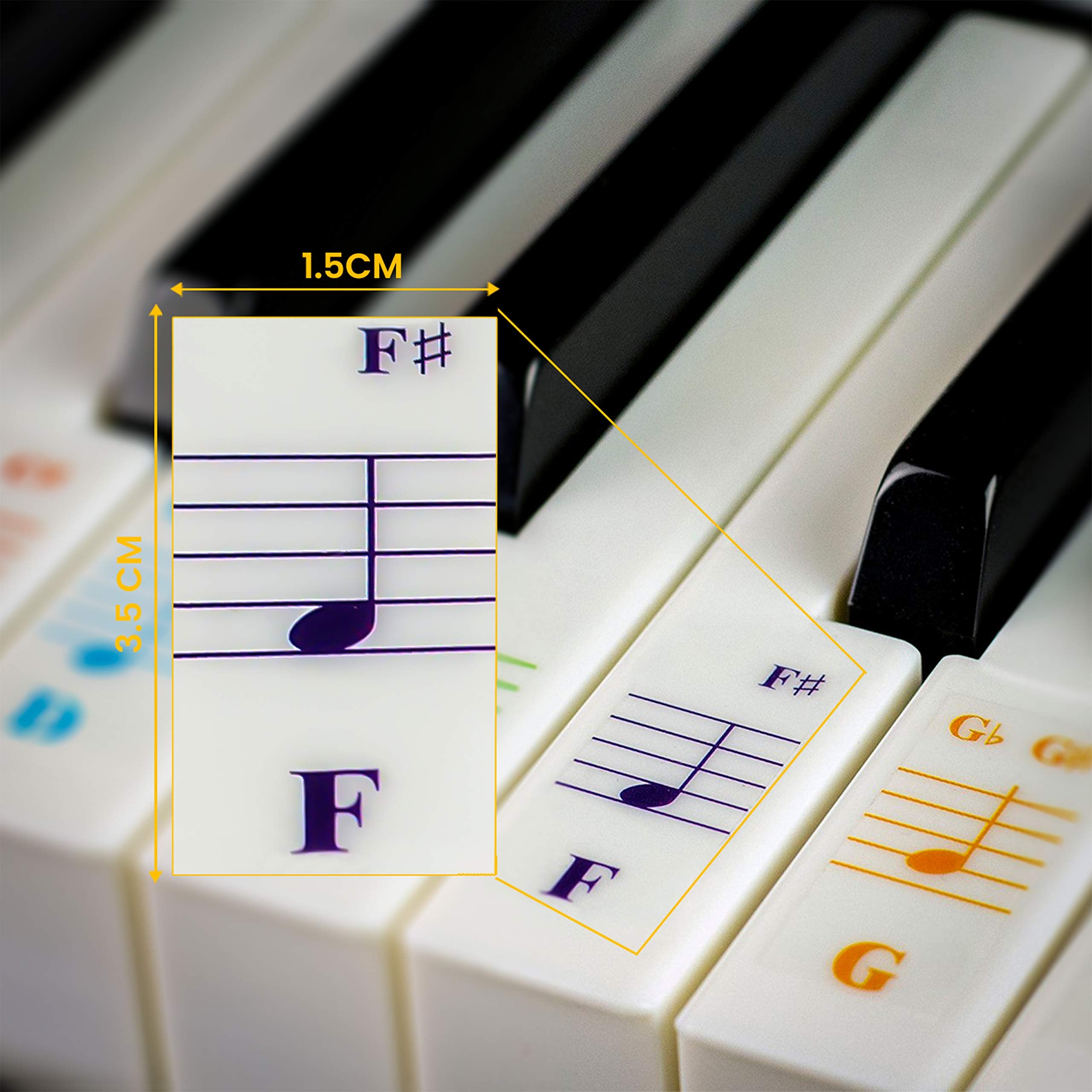 Qmg Piano Keyboard Stickers For 88/76/61/54/49/37 Key Large Letter Piano Stickers For Learning, Removable Piano Keyboard Letters