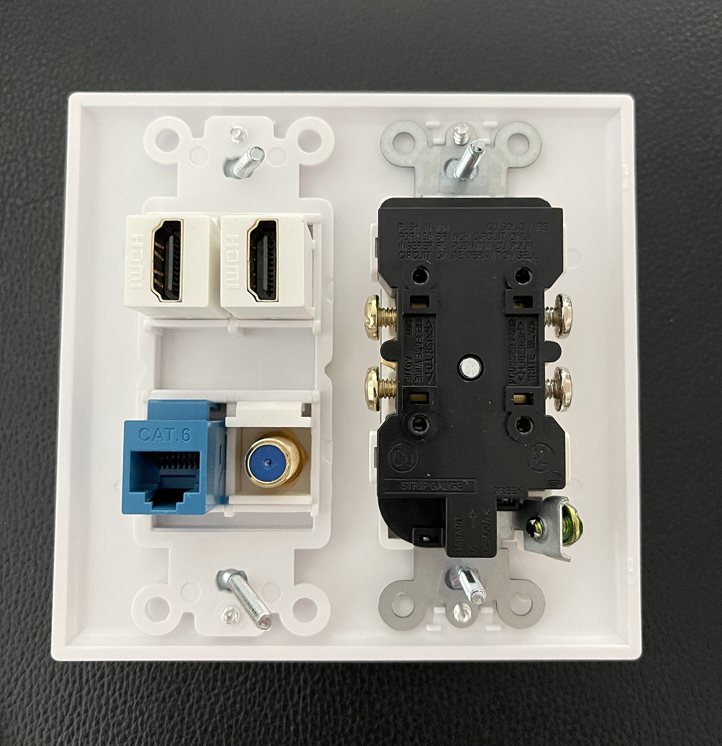 Ibl 15A Power Outlet, 2 Port Hdmi, 1 Cat6 Ethernet, 1 Coax Cable Tv Wall Plate In White