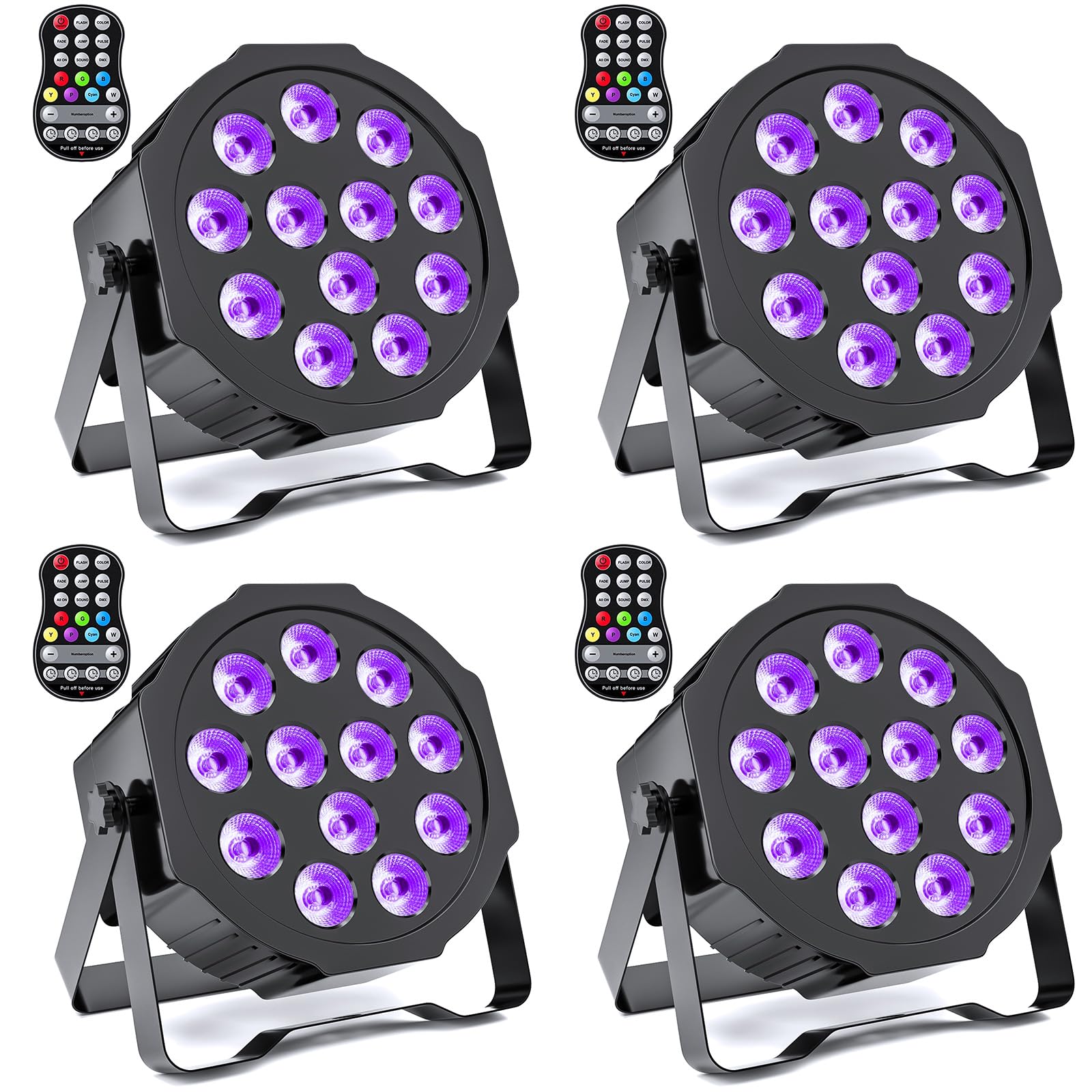 HOLDLAMP Rechargeable Par Lights Uplights RGBWA+UV 6-in-1 LED Battery Powered Stage Lights with Remote & DMX Control, Sound Acti