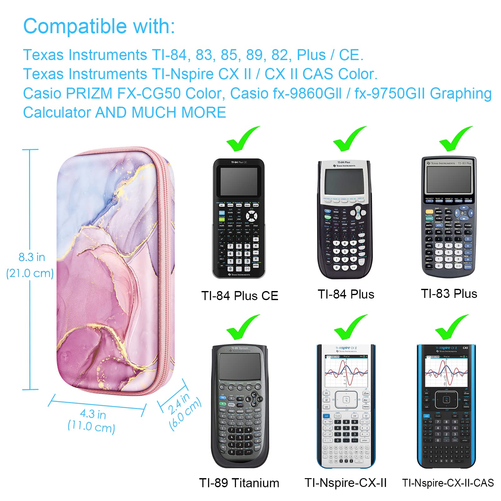 Graphing Calculator Carrying Case For Ti-84 Plus Ce, Fintie Hard Eva Shockproof Protective Box For Ti-84 Plus/Ti-83 Plus Ce/Casi