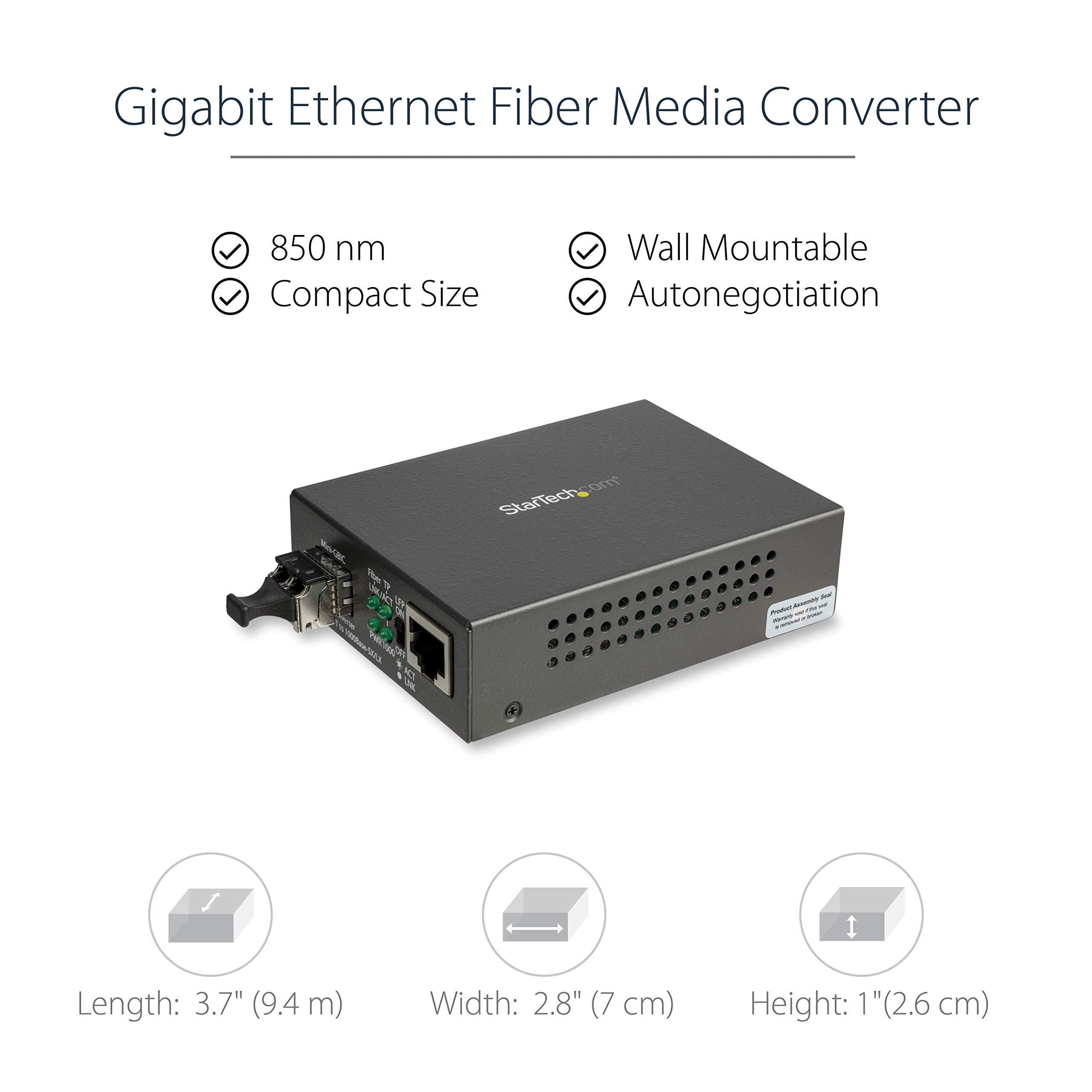 Startech.Com Multimode (Mm) Lc Fiber Media Converter For 10/100/1000 Network   550M   Gigabit Ethernet   850Nm   With Sfp Transc