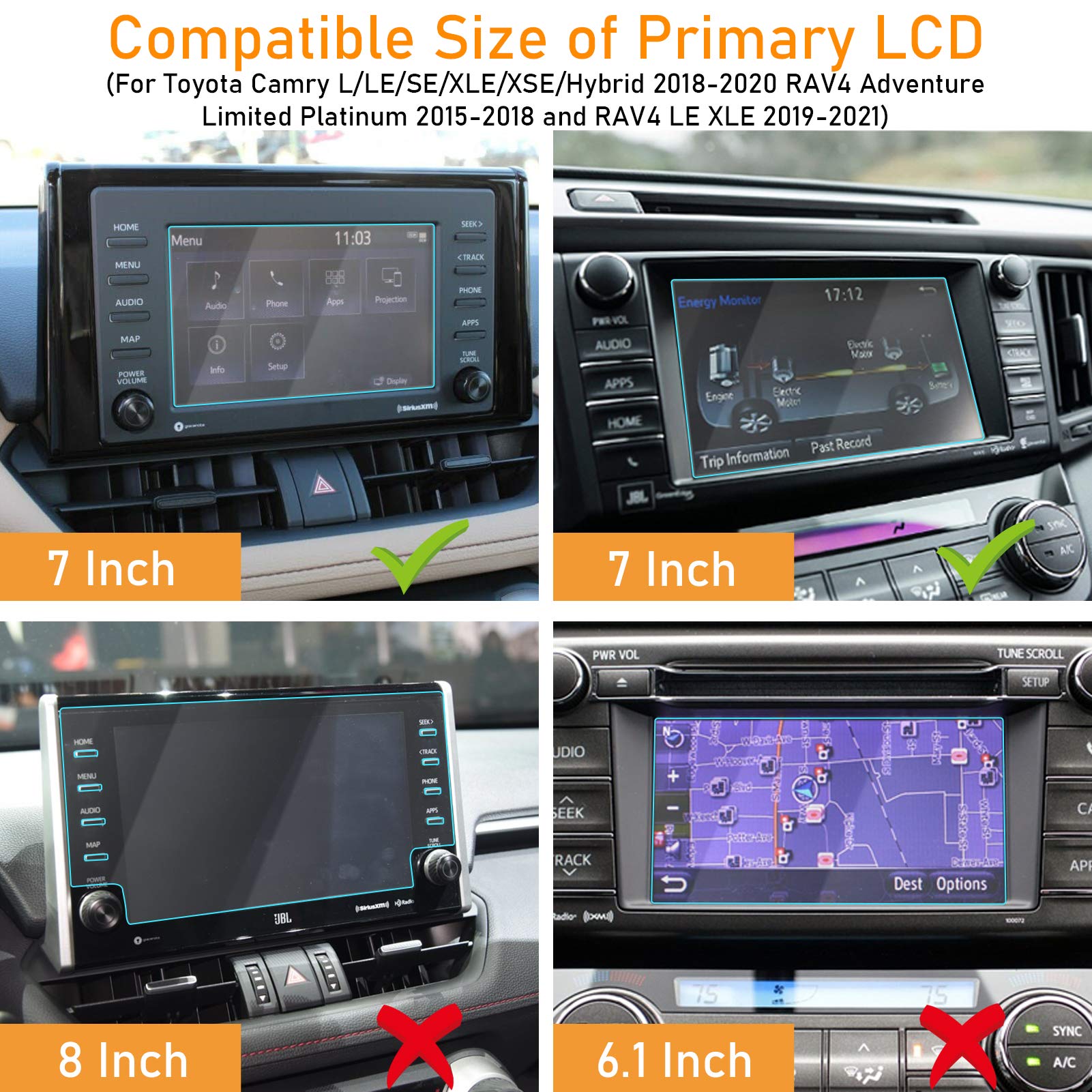 Ttcr Ii Compatible With 2019 2022 Toyota Rav4 Le Xle Screen Protector, For 2015 2018 Rav4 Screen Protector 7 Inch Camry Screen Protector 2018 2020