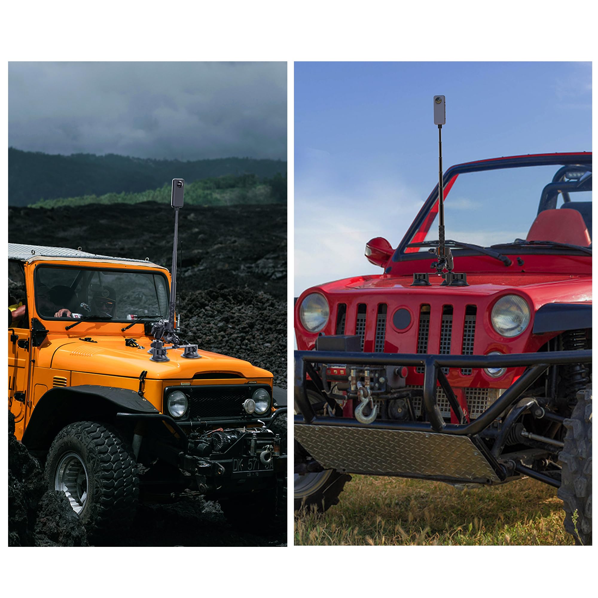 KOQEIEY Suction Cup Car Mount Kit for Insta360 & GoPro, 360° Rotation Holder for Windshield, Hood, Roof - Black, Car Suction Cups Holder