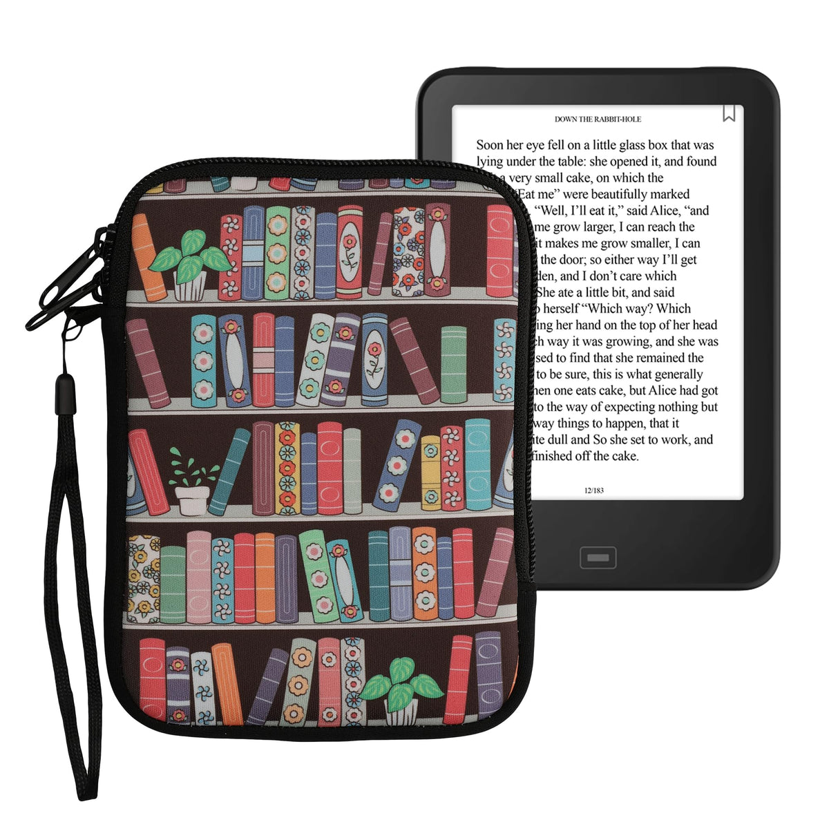 Kwmobile Neoprene E-Reader Pouch Size 6'' Ereader - Universal Ebook Sleeve Case With Zipper, Wrist Strap - Blue/Green/Dark Pink