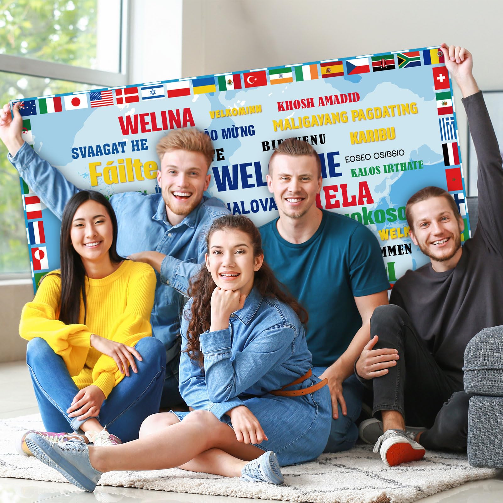 Tatuo International Flag Backdrop International Welcome Banner World Flags Background Around The World Banner Decoration For Cou