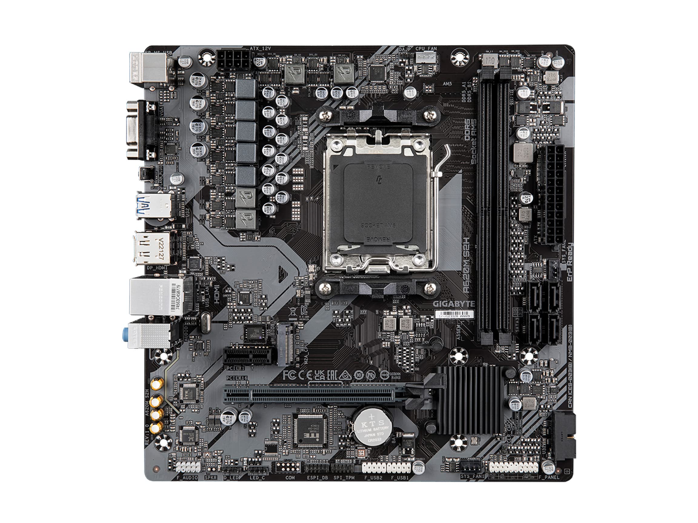 Gigabyte A620M S2H (Am5/ Lga 1718/ Amd/ A620/ Micro Atx/ 5-Year Warranty/ Ddr5/ Single M.2/ Pcie 4.0/ Usb 3.2 Gen1/ Realtek 1Gbe
