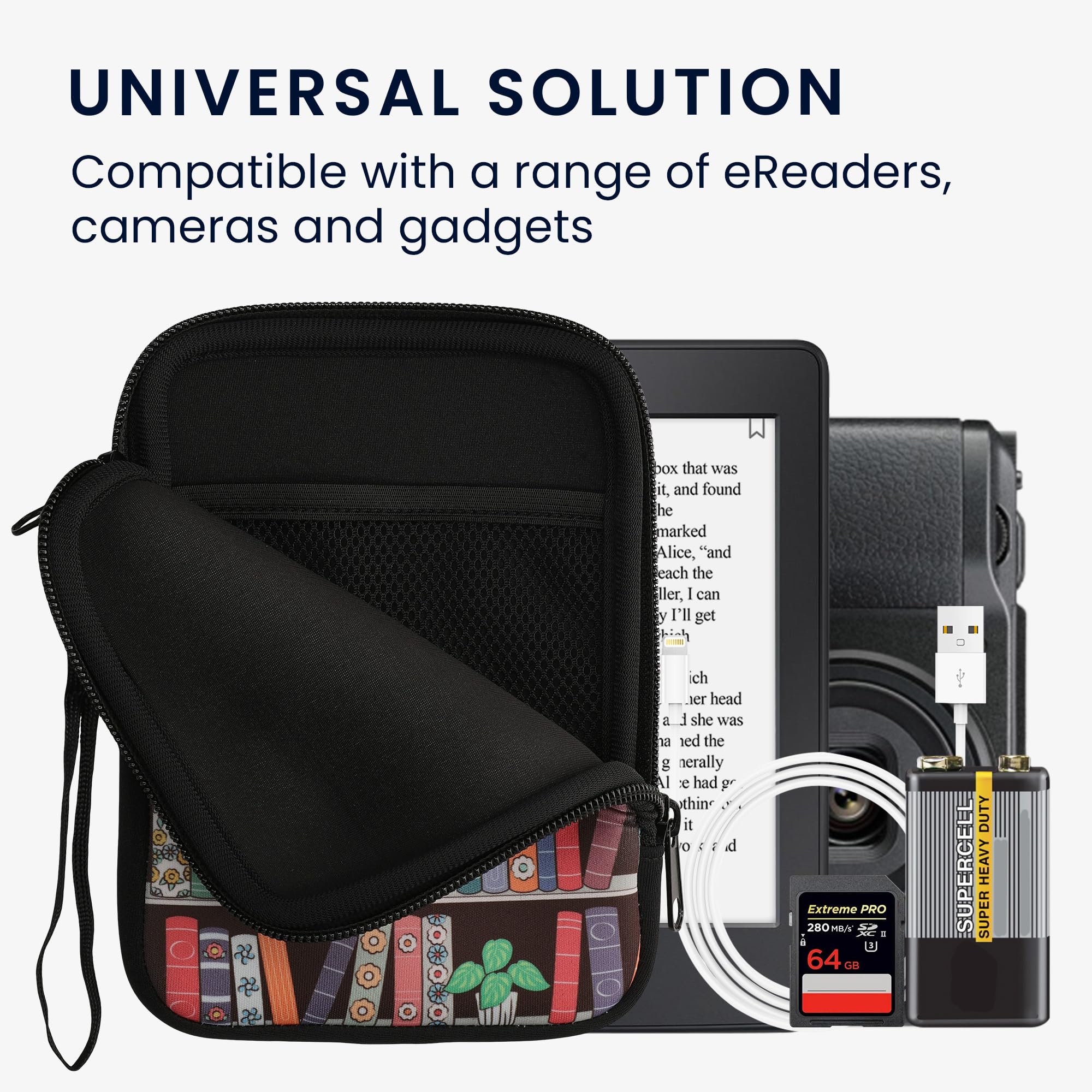 Kwmobile Neoprene E Reader Pouch Size 6'' Ereader   Universal Ebook Sleeve Case With Zipper, Wrist Strap   Blue/Green/Dark Pink