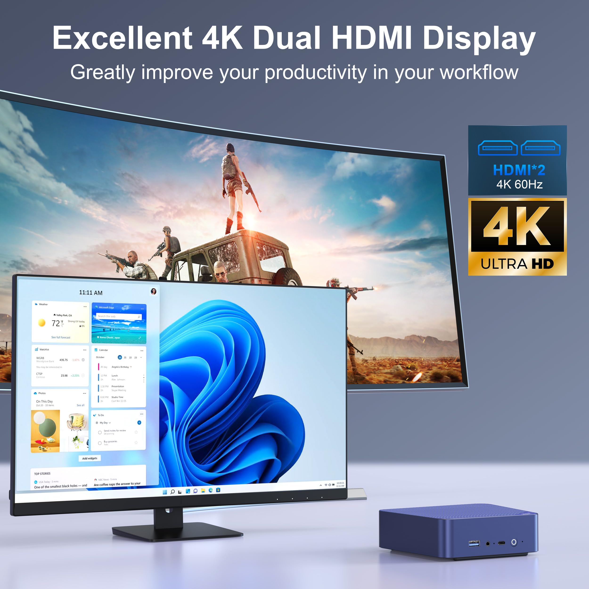 Beelink Mini Pc, Eq13 16Gb Ddr4 500Gb Ssd, Intel Alder Lake N100 (Up To 3.4Ghz), Dual Lan Mini Computer Supports Wifi6, Bt5.2, U