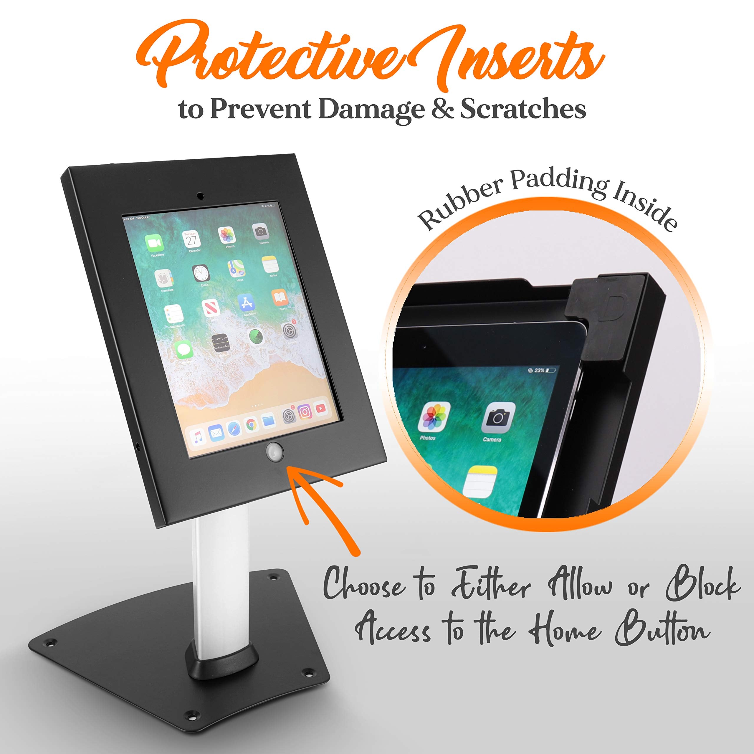 Pyle Anti Theft Tablet Security Stand Kiosk   Aluminum Metal Countertop Desktop Desk Table Mount Tablet Case Holder W/ 14 Inch P