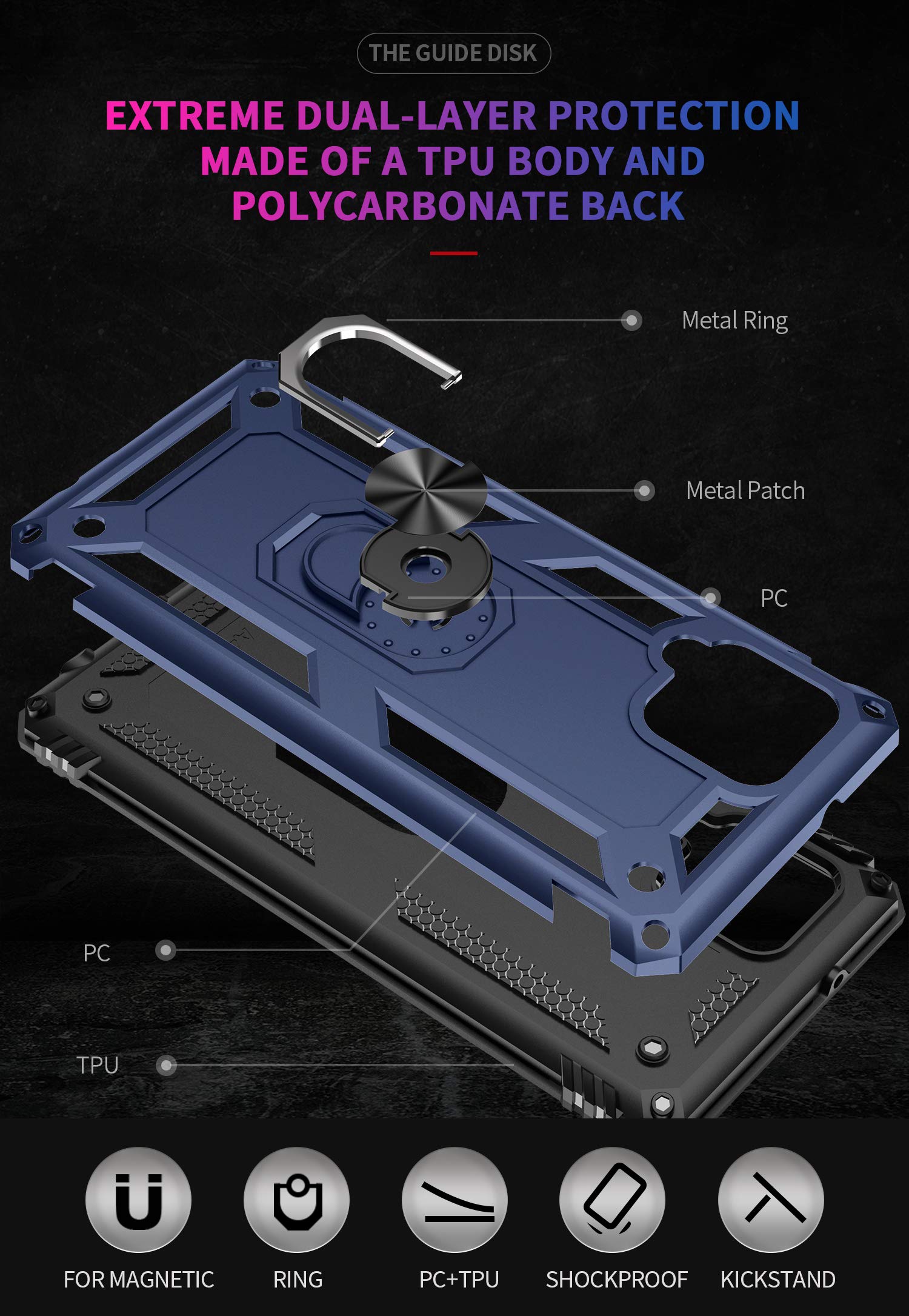 SKTGSLAMY Galaxy A42 5G Phone Case Military Grade Magnetic Kickstand TPU Blue